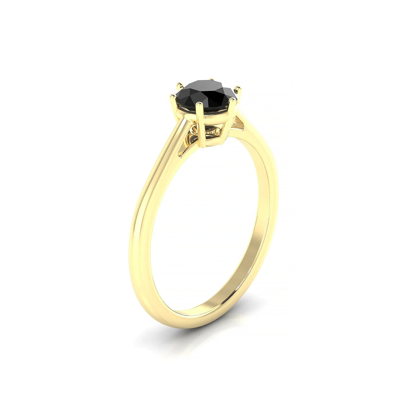 Ember | 18k Yellow Gold 6 mm Round Black Diamond Ring