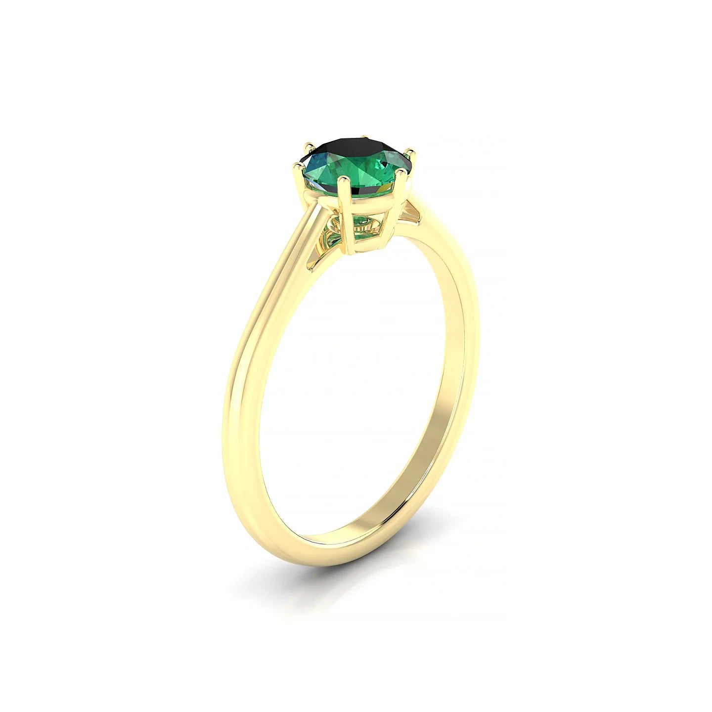 Ember | 18k Yellow Gold 6 mm Round Emerald Ring
