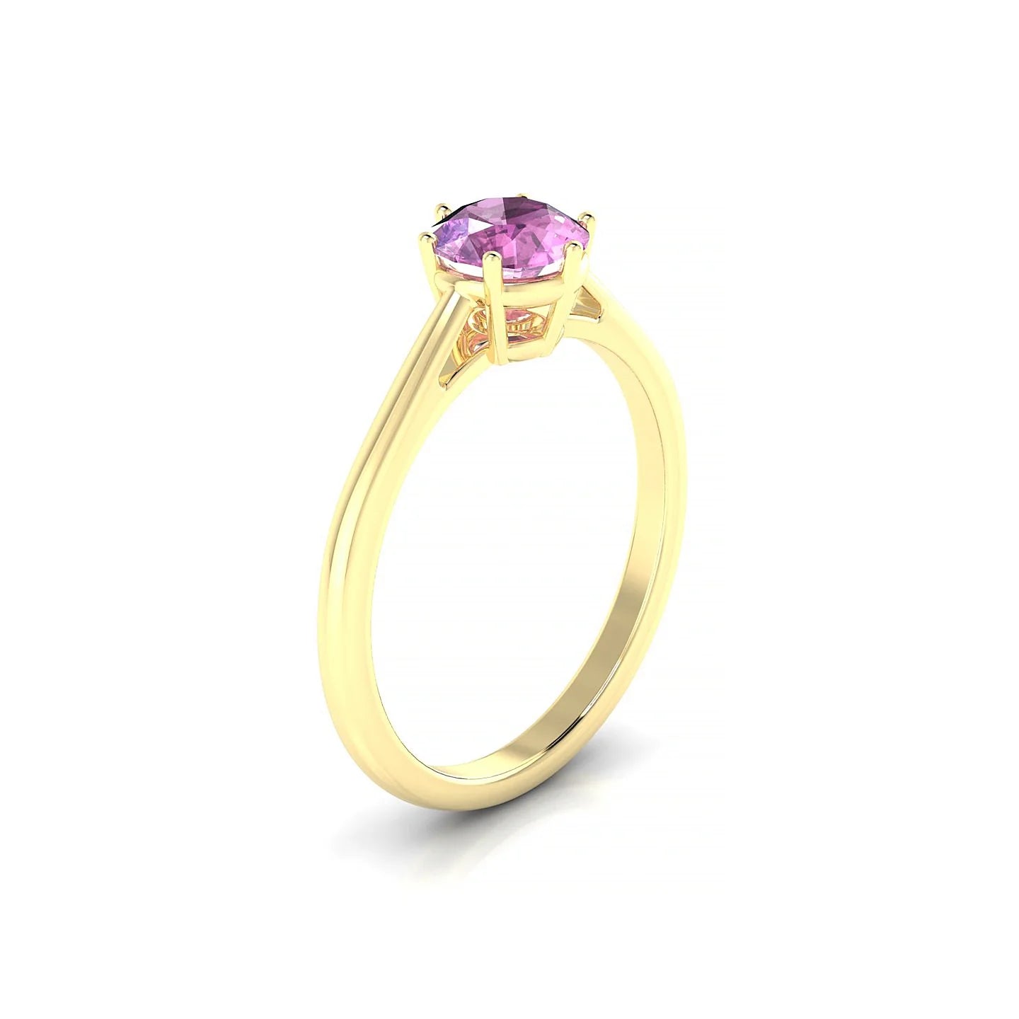 Ember | 18k Yellow Gold 6 mm Round Pink Sapphire Ring