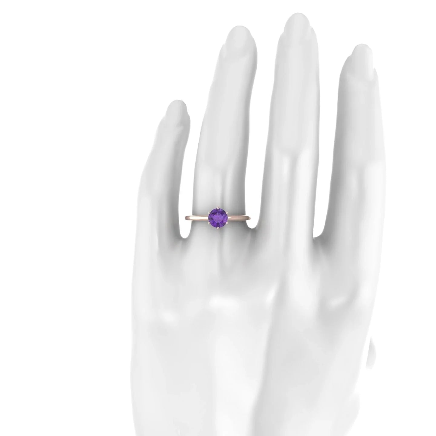 Ember | 18k Rose Gold 6 mm Round Amethyst Ring