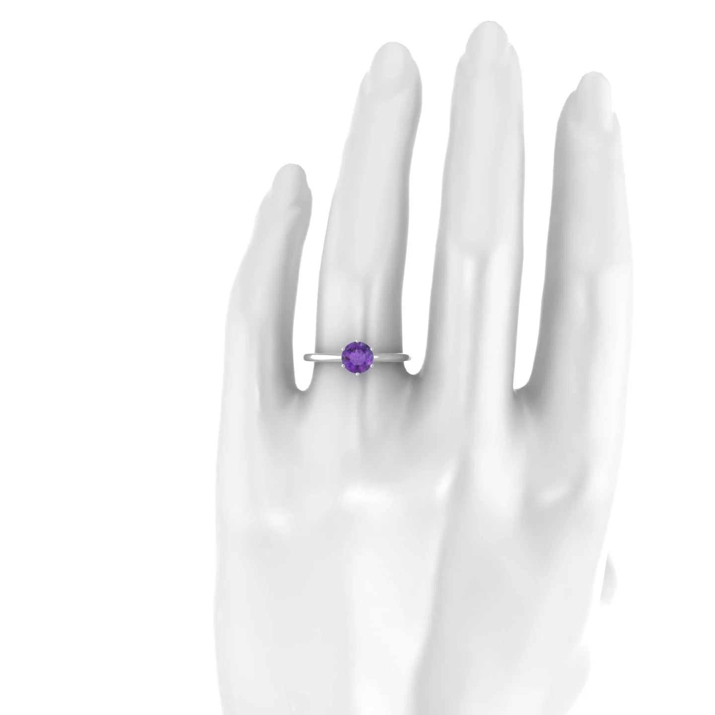 Ember | 18k White Gold 6 mm Round Amethyst Ring