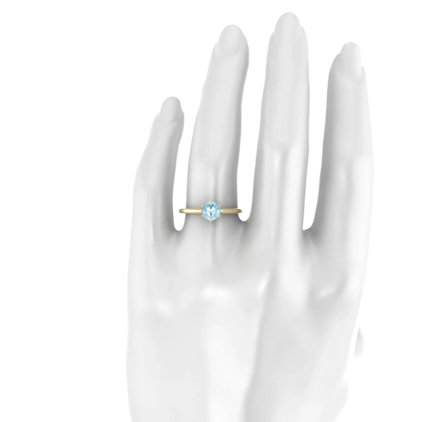Ember | 18k Yellow Gold 6 mm Round Aquamarine Ring