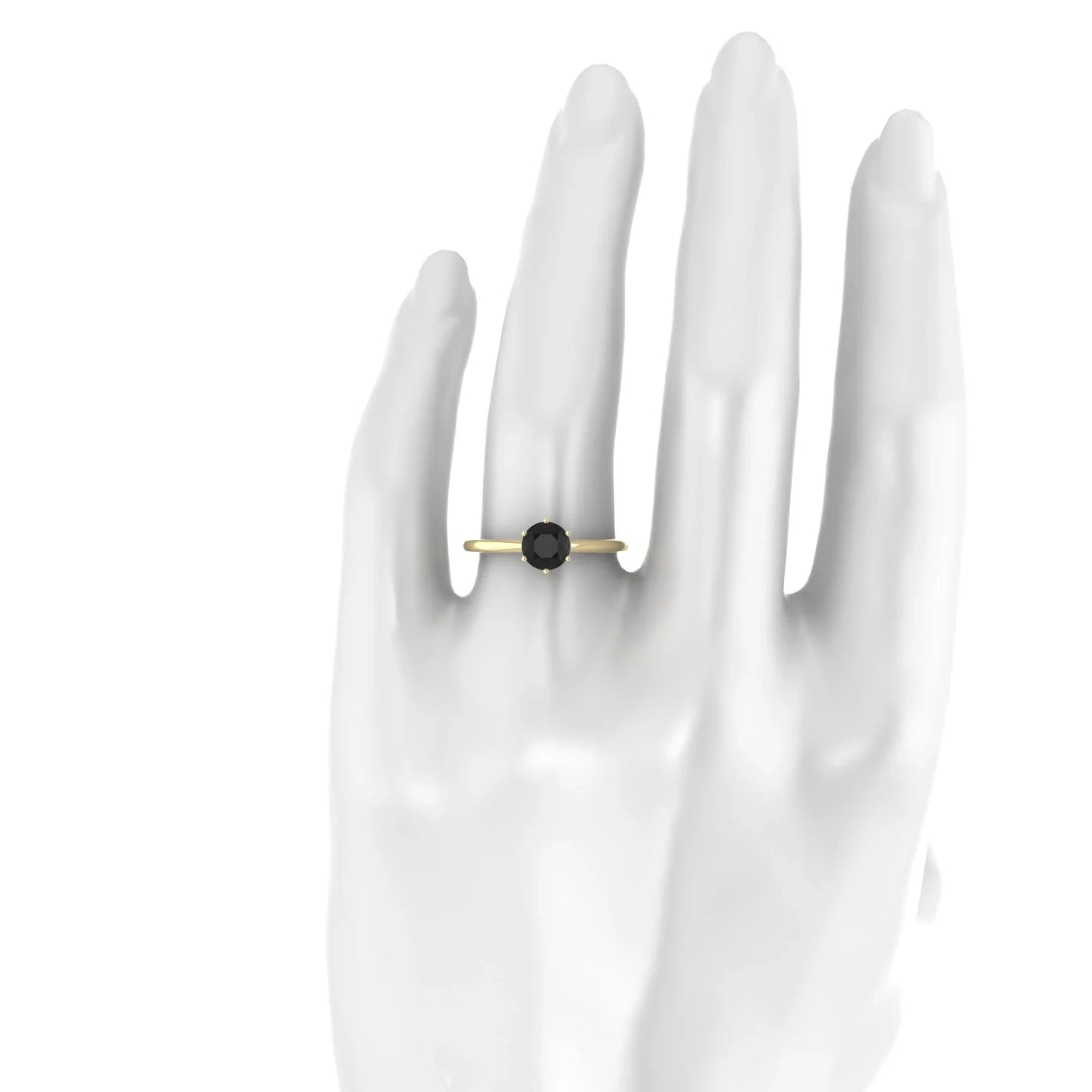 Ember | 18k Yellow Gold 6 mm Round Black Diamond Ring
