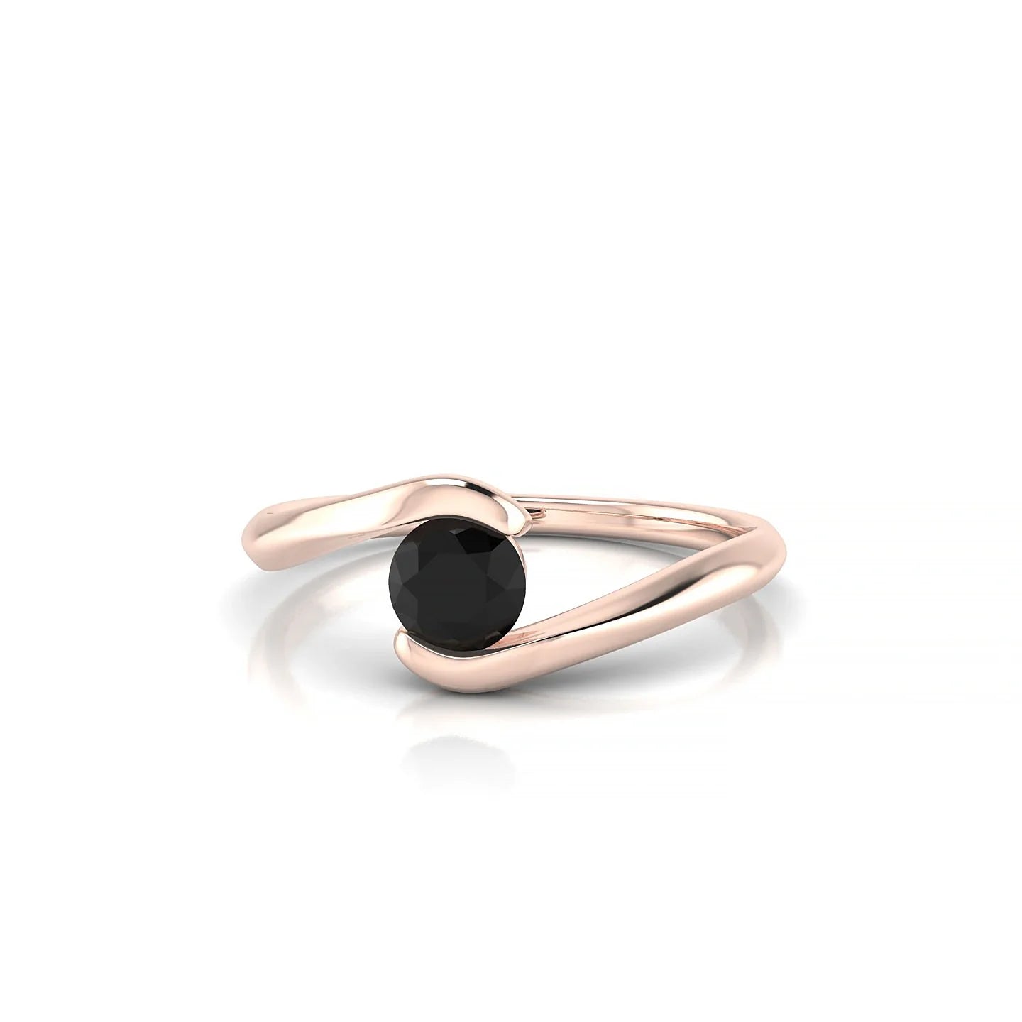 Embrace | 18k Rose Gold 4.5 mm Round Black Diamond Ring