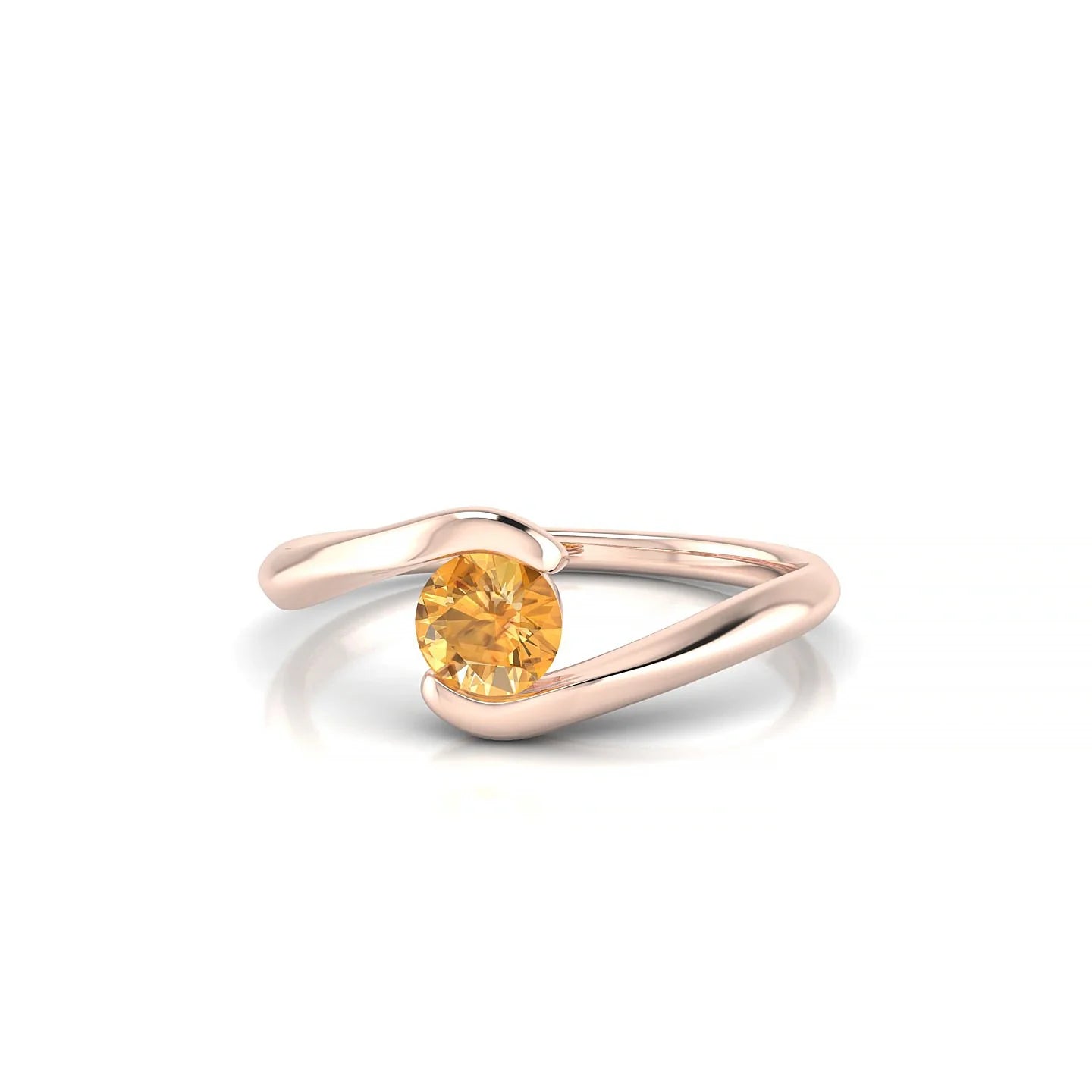 Embrace | 18k Rose Gold 4.5 mm Round Citrine Ring