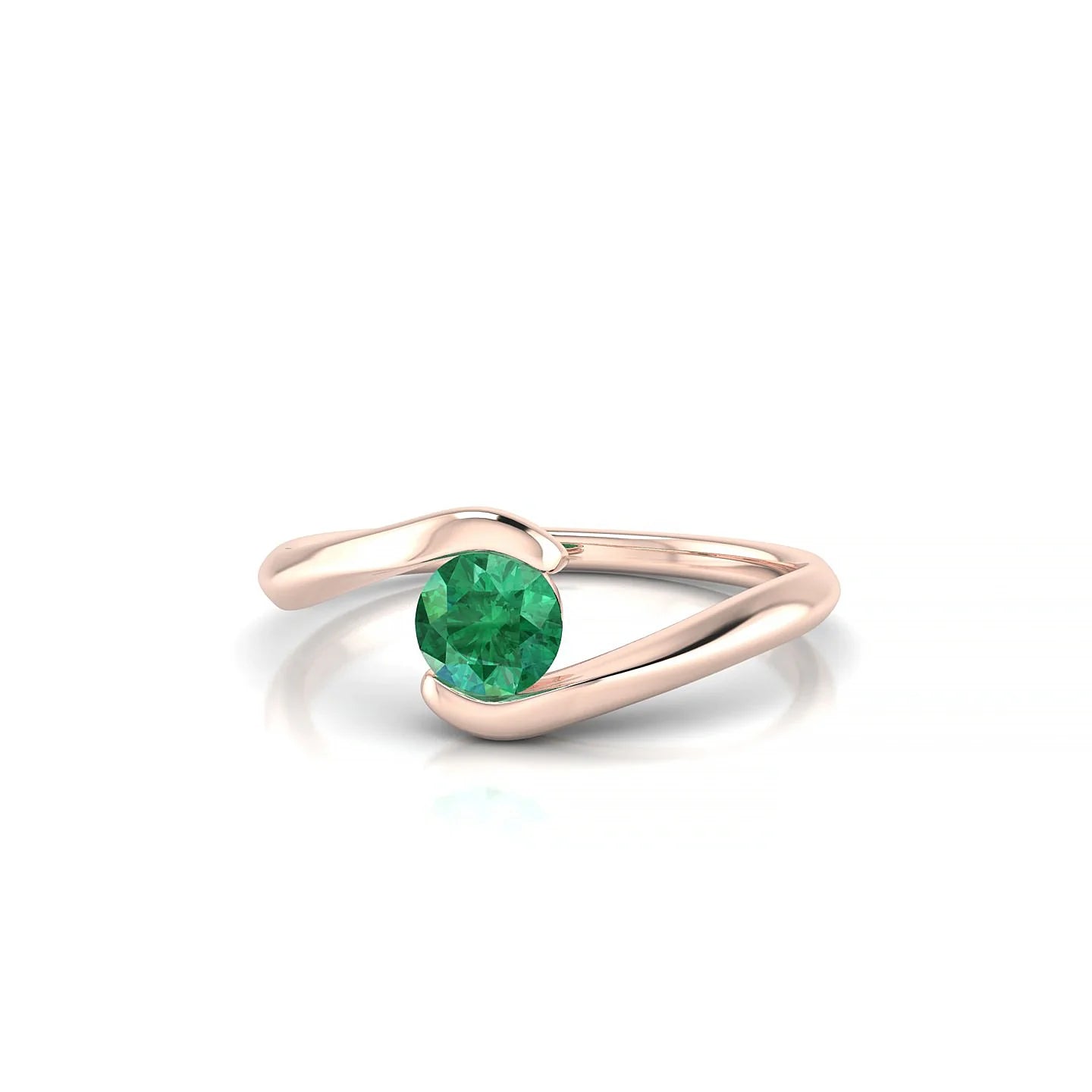 Embrace | 18k Rose Gold 4.5 mm Round Emerald Ring