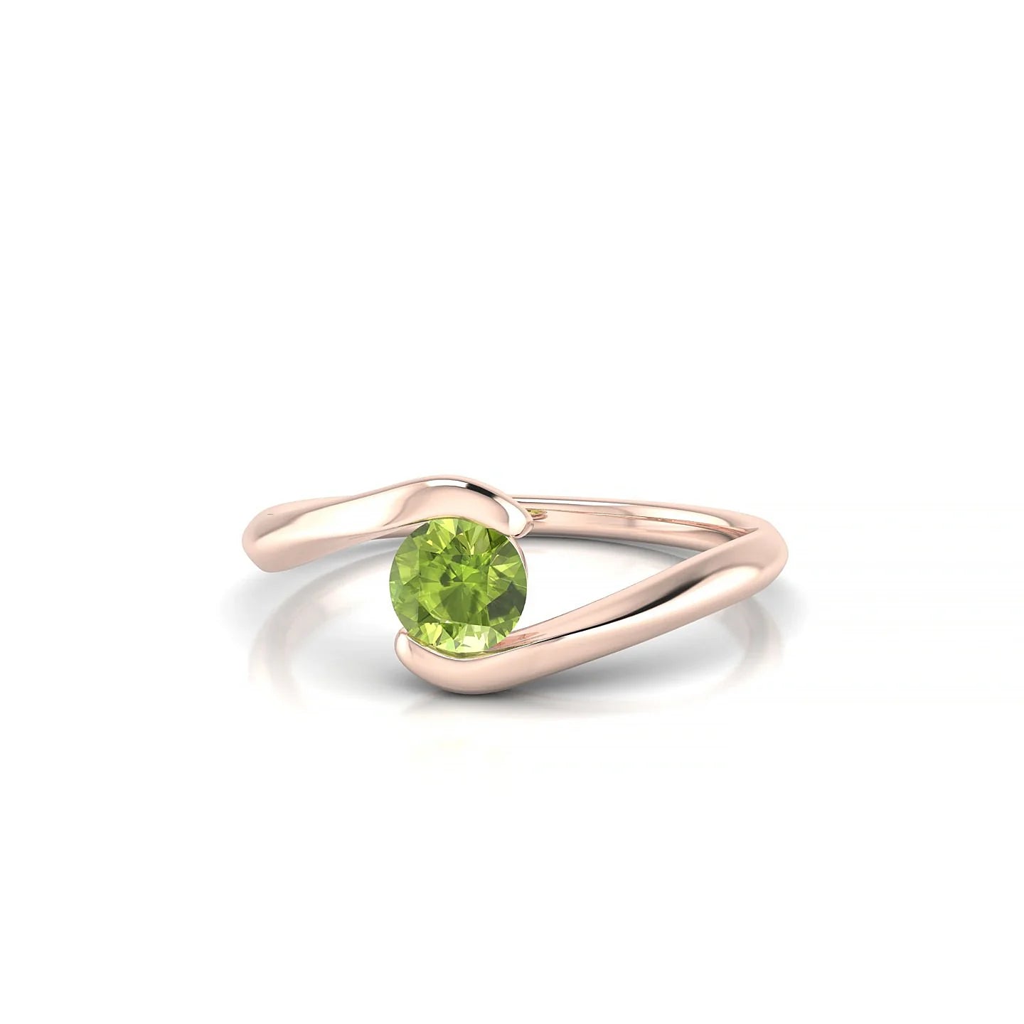 Embrace | 18k Rose Gold 4.5 mm Round Peridot Ring