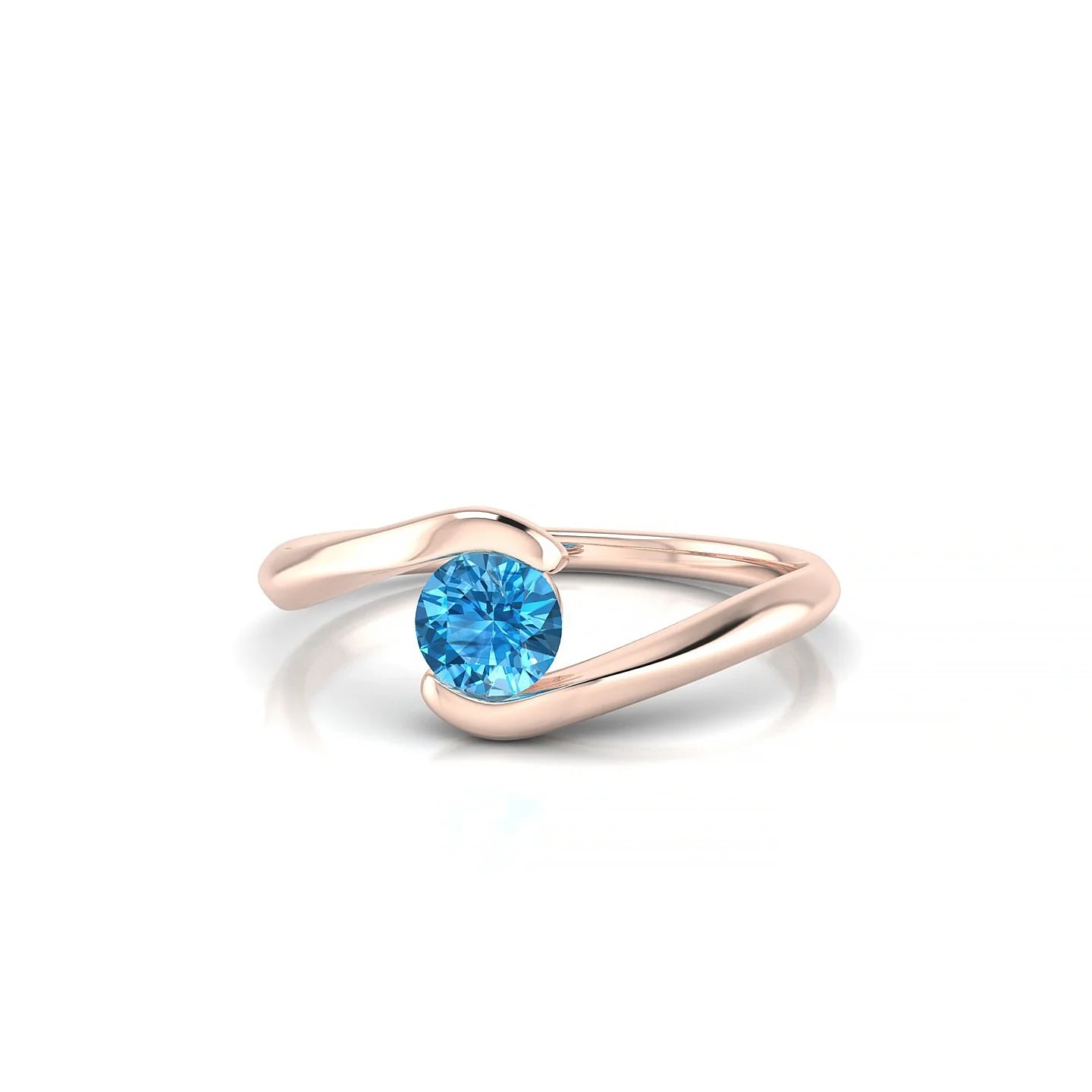 Embrace | 18k Rose Gold 4.5 mm Round Topaz Ring