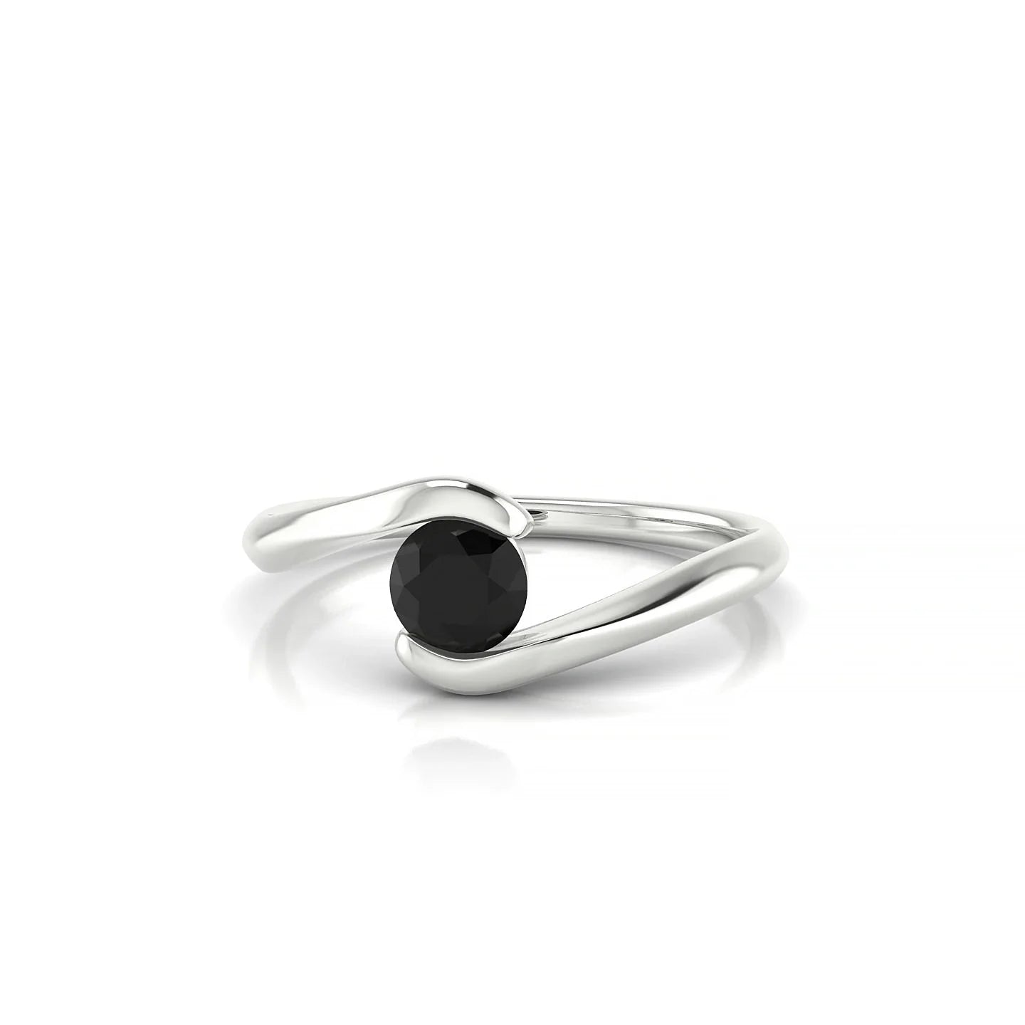Embrace | 18k White Gold 4.5 mm Round Black Diamond Ring