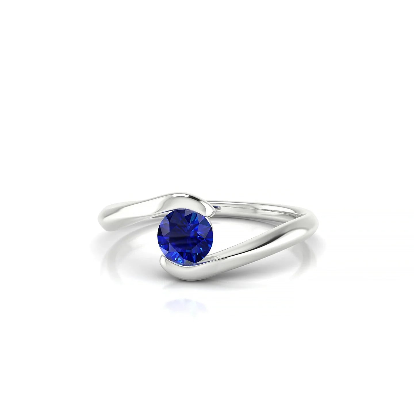 Embrace | 18k White Gold 4.5 mm Round Sapphire Ring