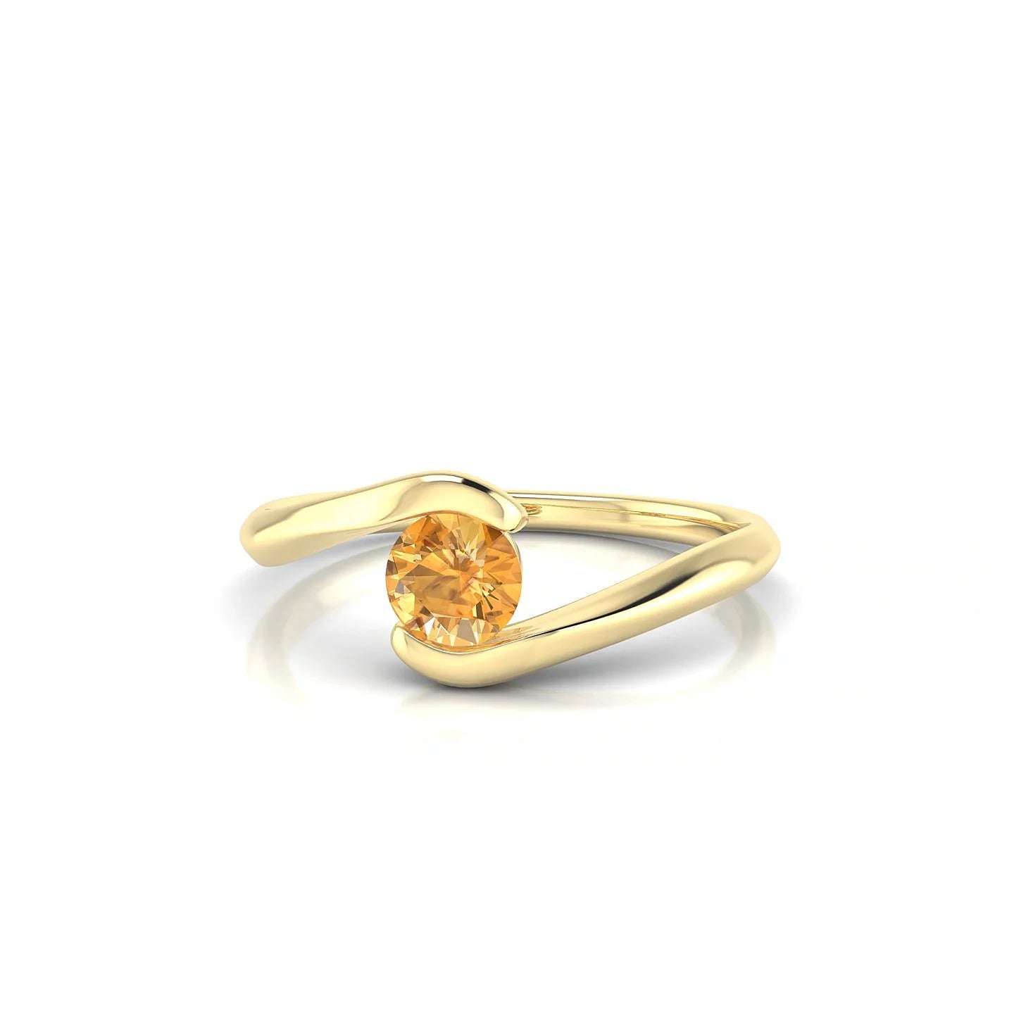 Embrace | 18k Yellow Gold 4.5 mm Round Citrine Ring