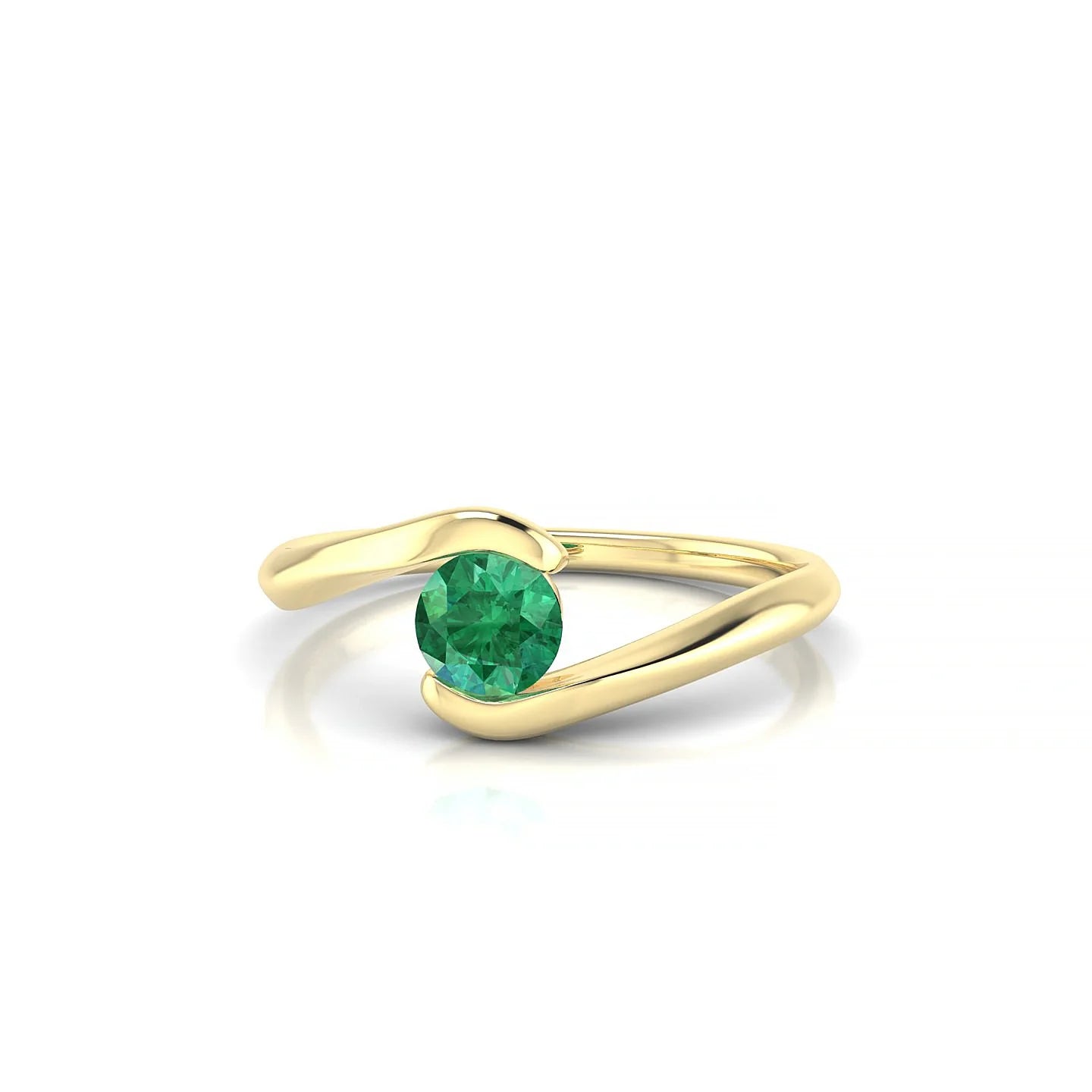 Embrace | 18k Yellow Gold 4.5 mm Round Emerald Ring