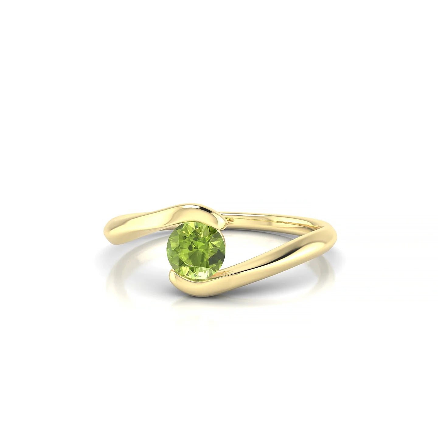 Embrace | 18k Yellow Gold 4.5 mm Round Peridot Ring