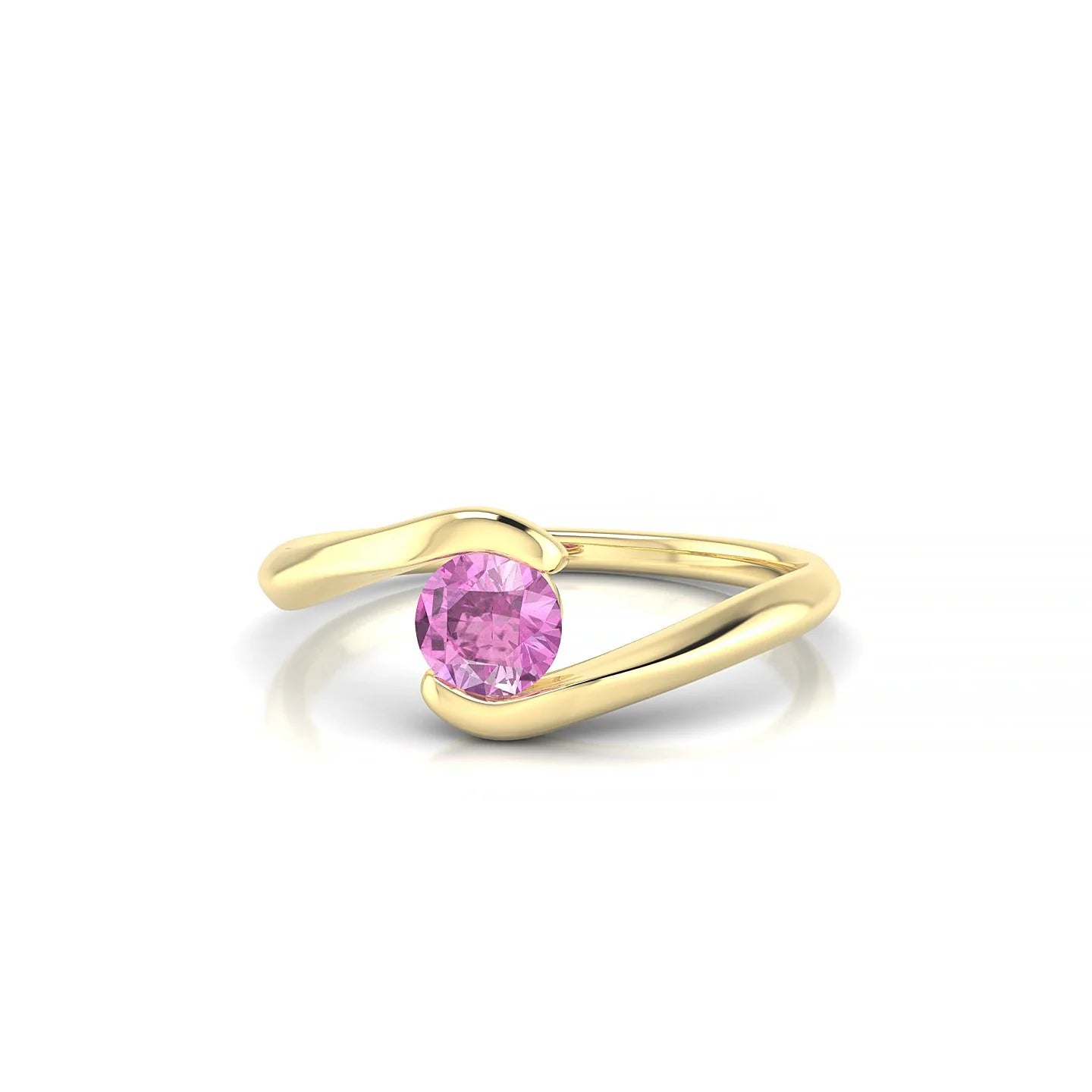 Embrace | 18k Yellow Gold 4.5 mm Round Pink Sapphire Ring