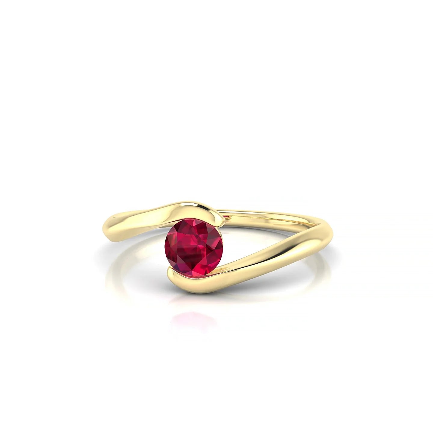 Embrace | 18k Yellow Gold 4.5 mm Round Ruby Ring