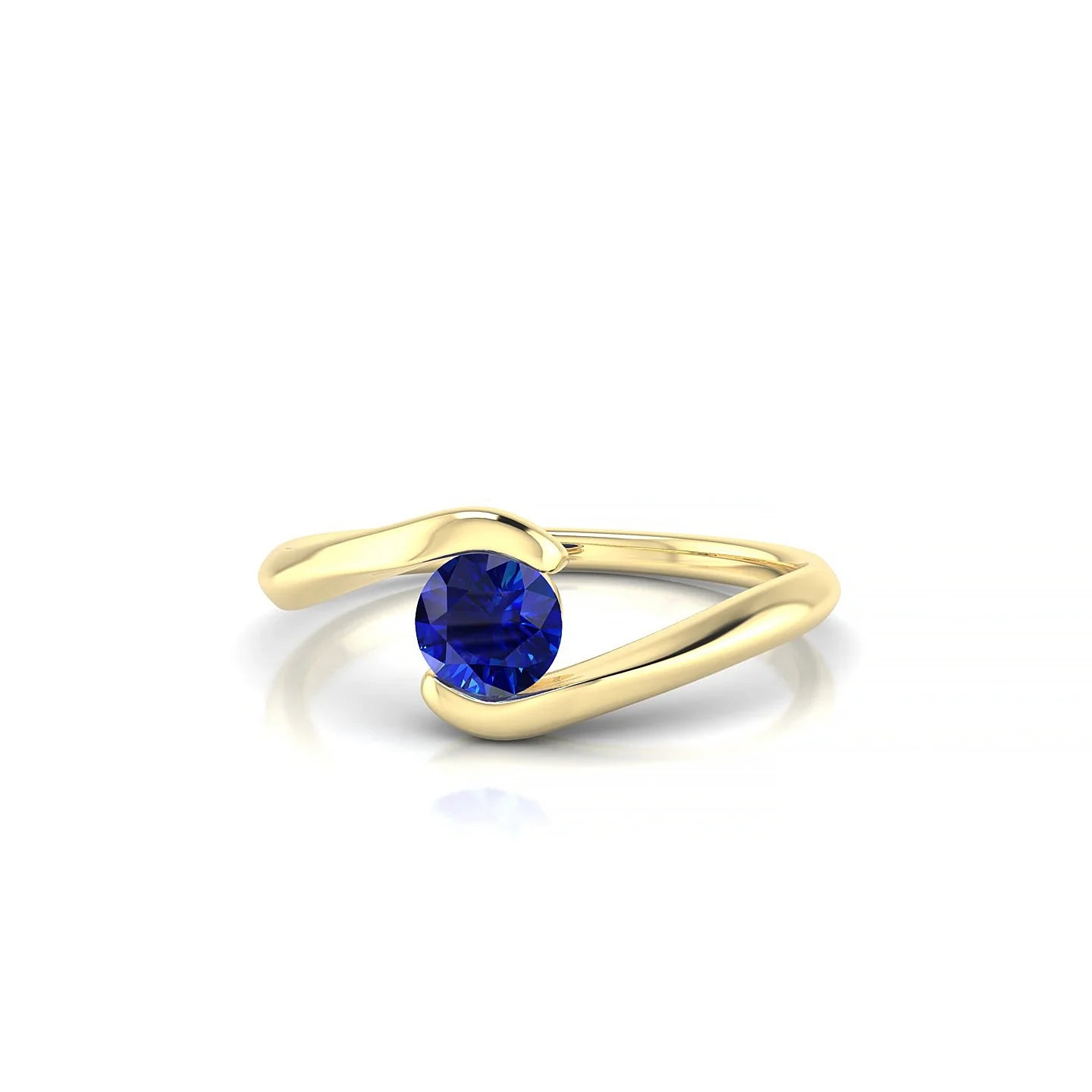 Embrace | 18k Yellow Gold 4.5 mm Round Sapphire Ring