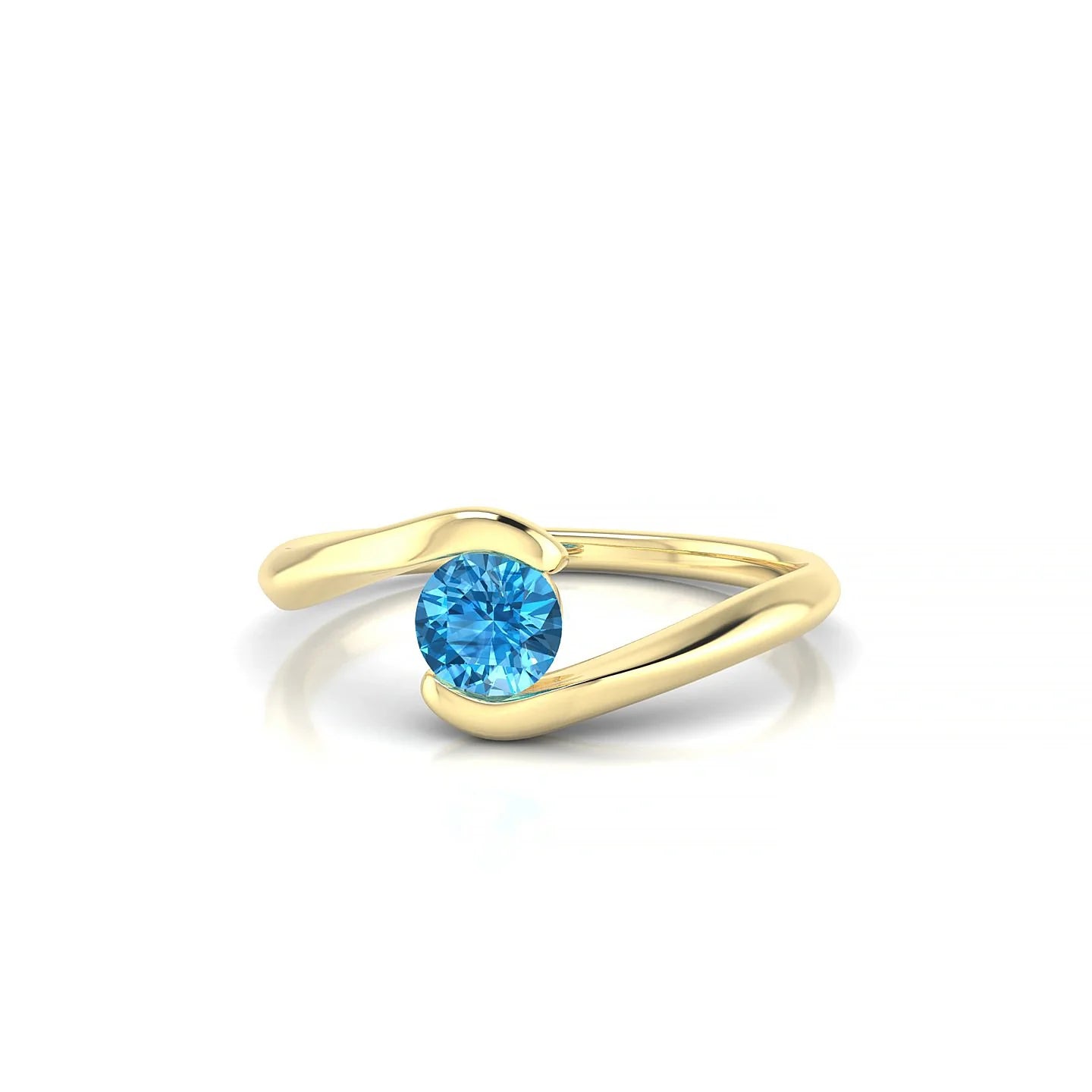 Embrace | 18k Yellow Gold 4.5 mm Round Topaz Ring
