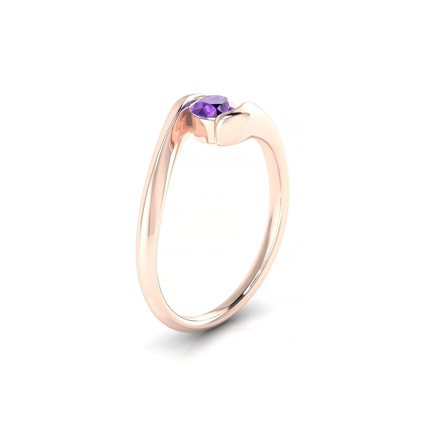Embrace | 18k Rose Gold 4.5 mm Round Amethyst Ring