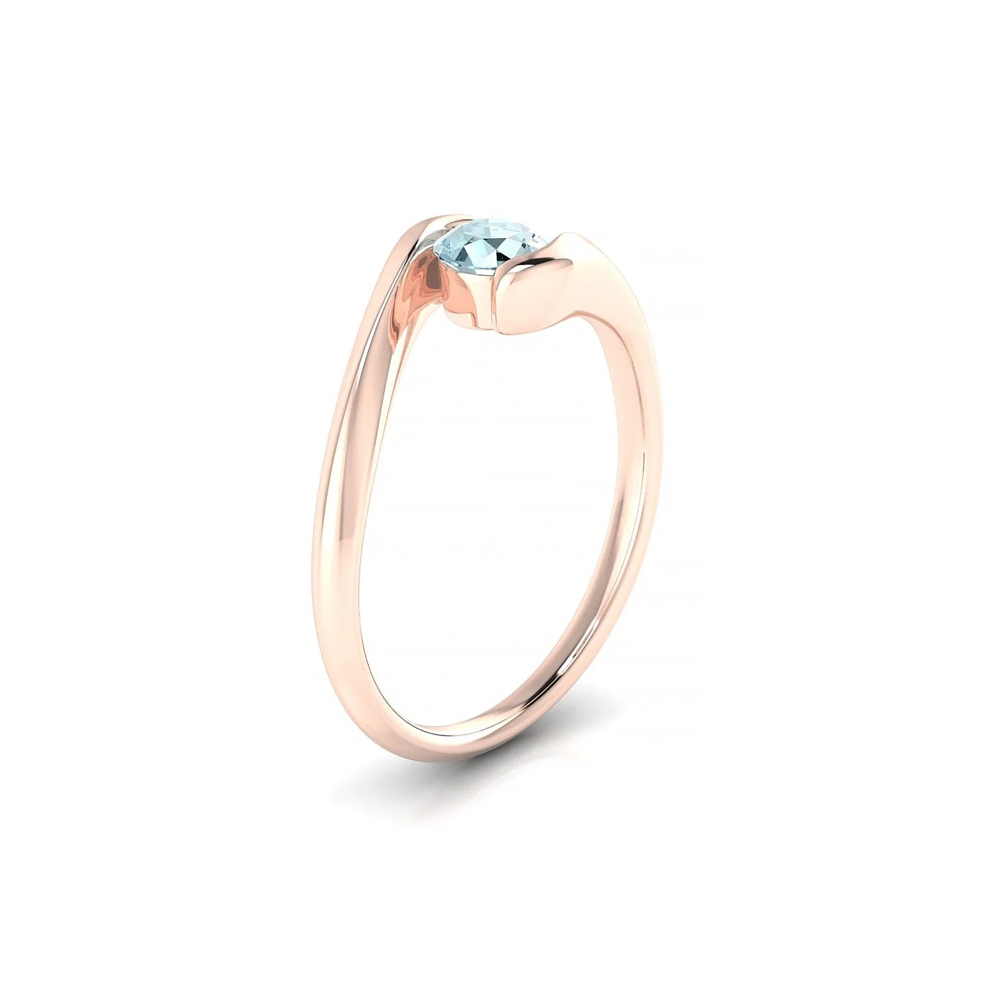 Embrace | 18k Rose Gold 4.5 mm Round Aquamarine Ring