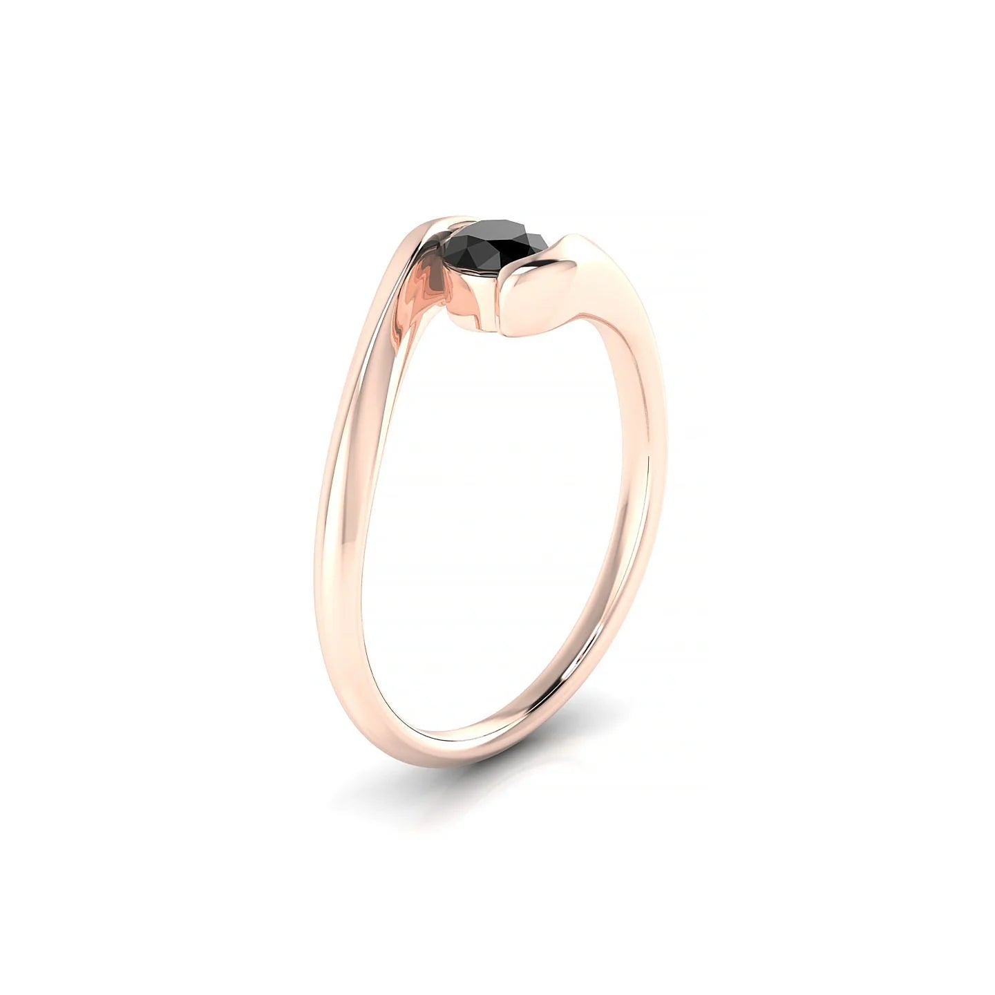 Embrace | 18k Rose Gold 4.5 mm Round Black Diamond Ring