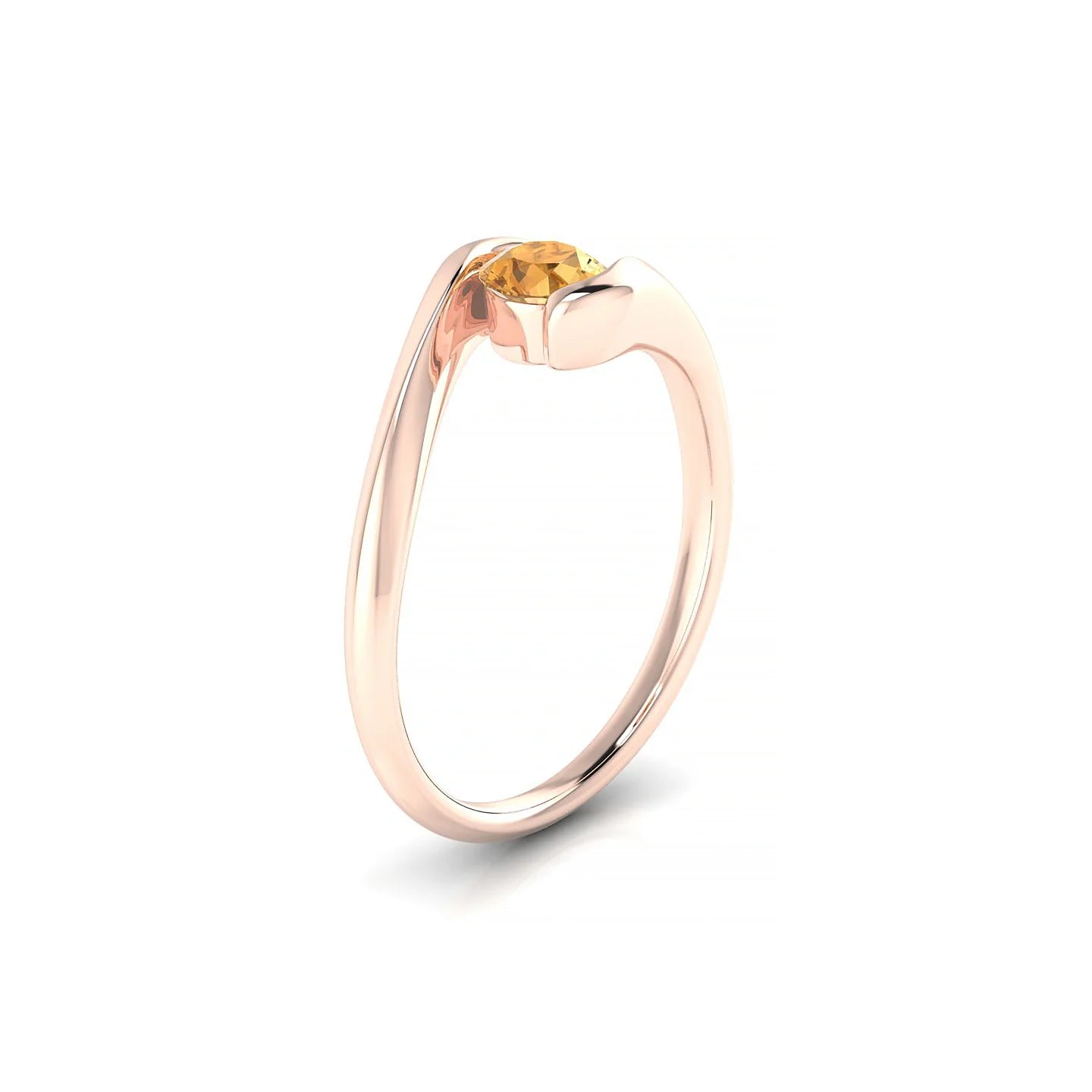 Embrace | 18k Rose Gold 4.5 mm Round Citrine Ring