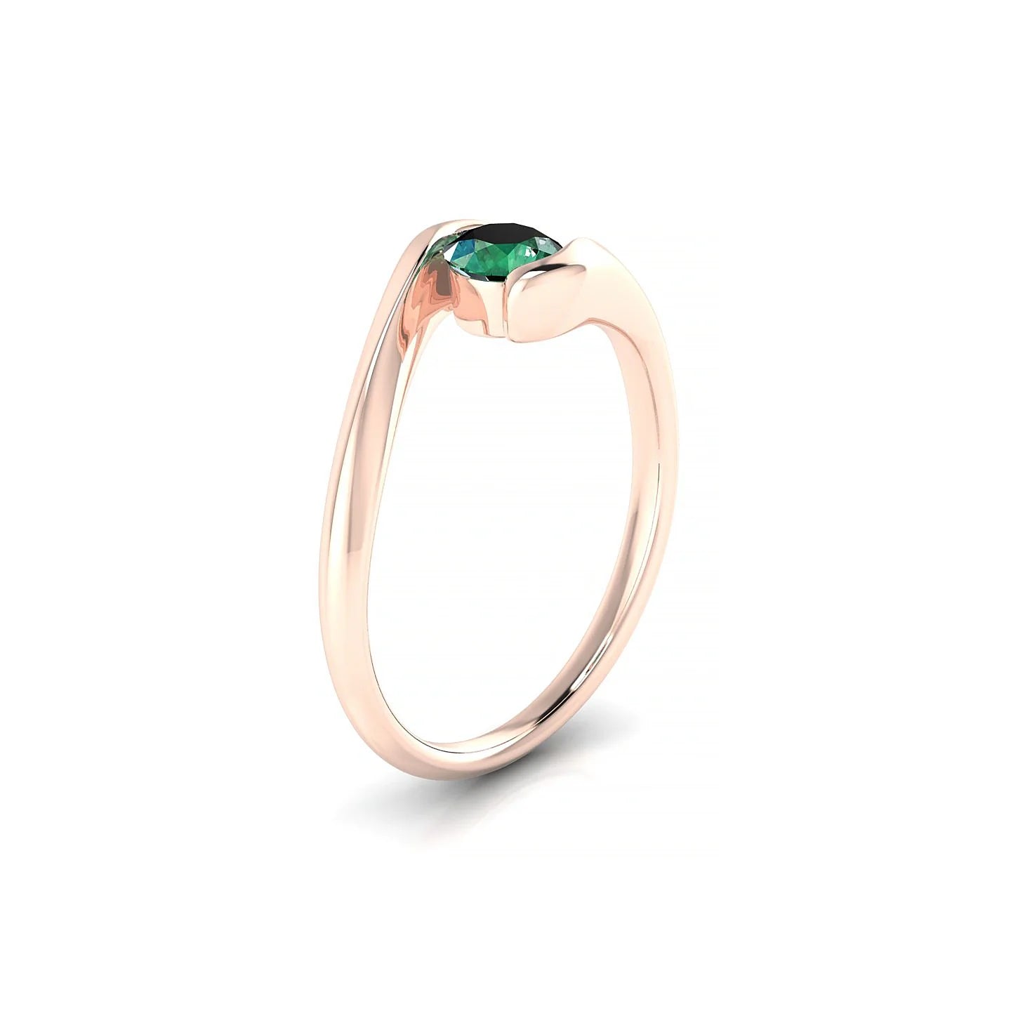 Embrace | 18k Rose Gold 4.5 mm Round Emerald Ring