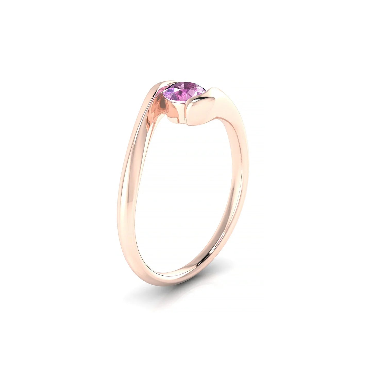 Embrace | 18k Rose Gold 4.5 mm Round Pink Sapphire Ring