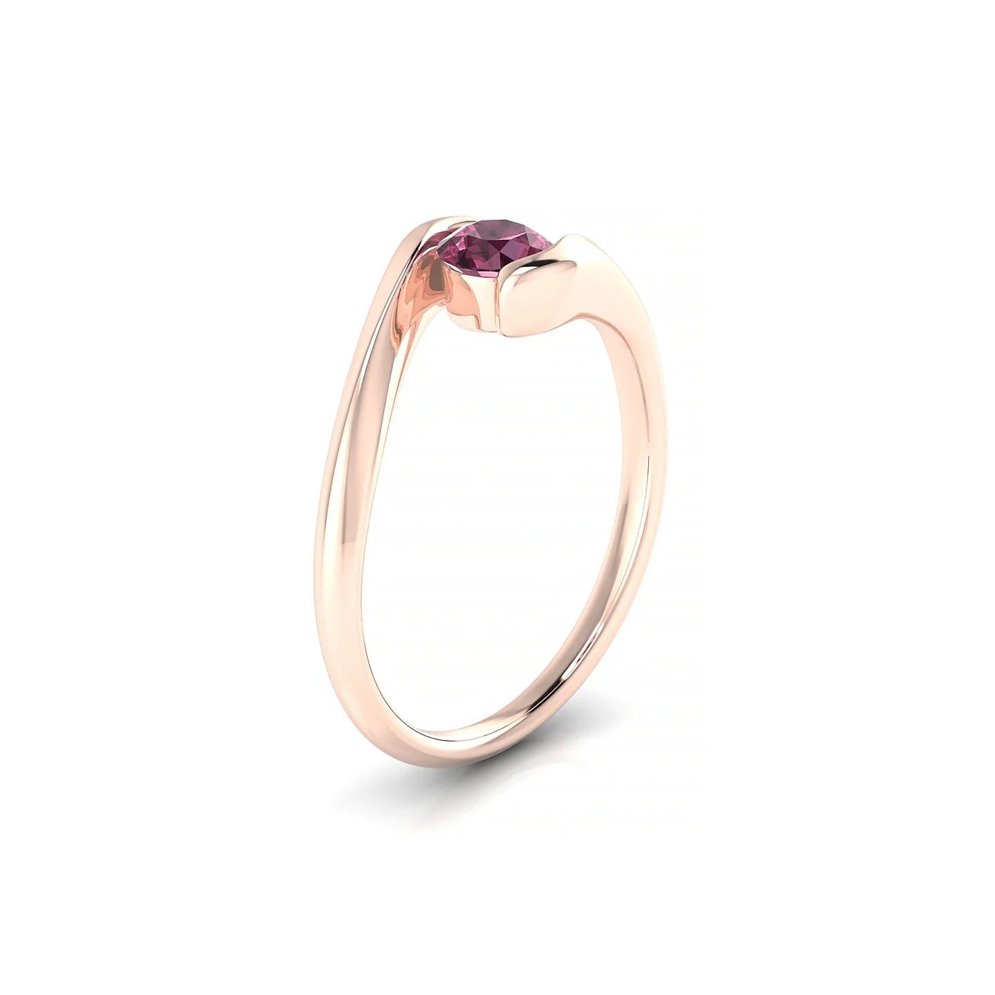 Embrace | 18k Rose Gold 4.5 mm Round Rhodolite Ring