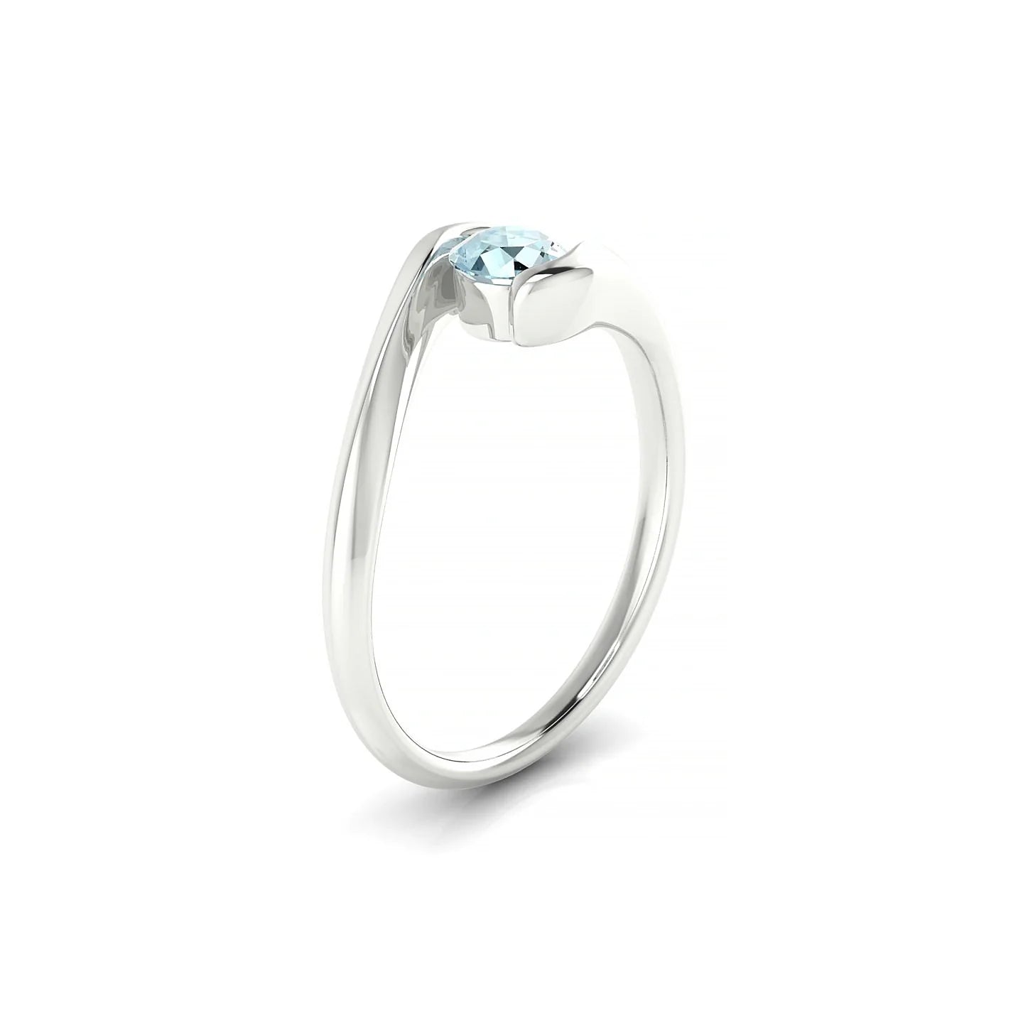 Embrace | 18k White Gold 4.5 mm Round Aquamarine Ring