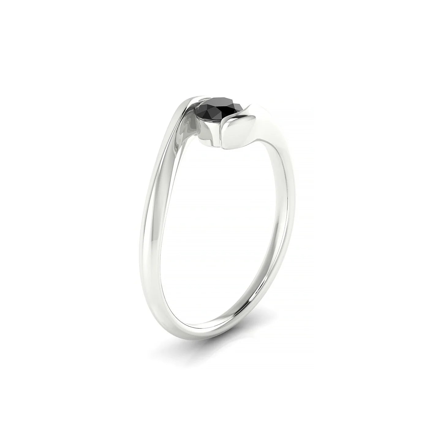 Embrace | 18k White Gold 4.5 mm Round Black Diamond Ring