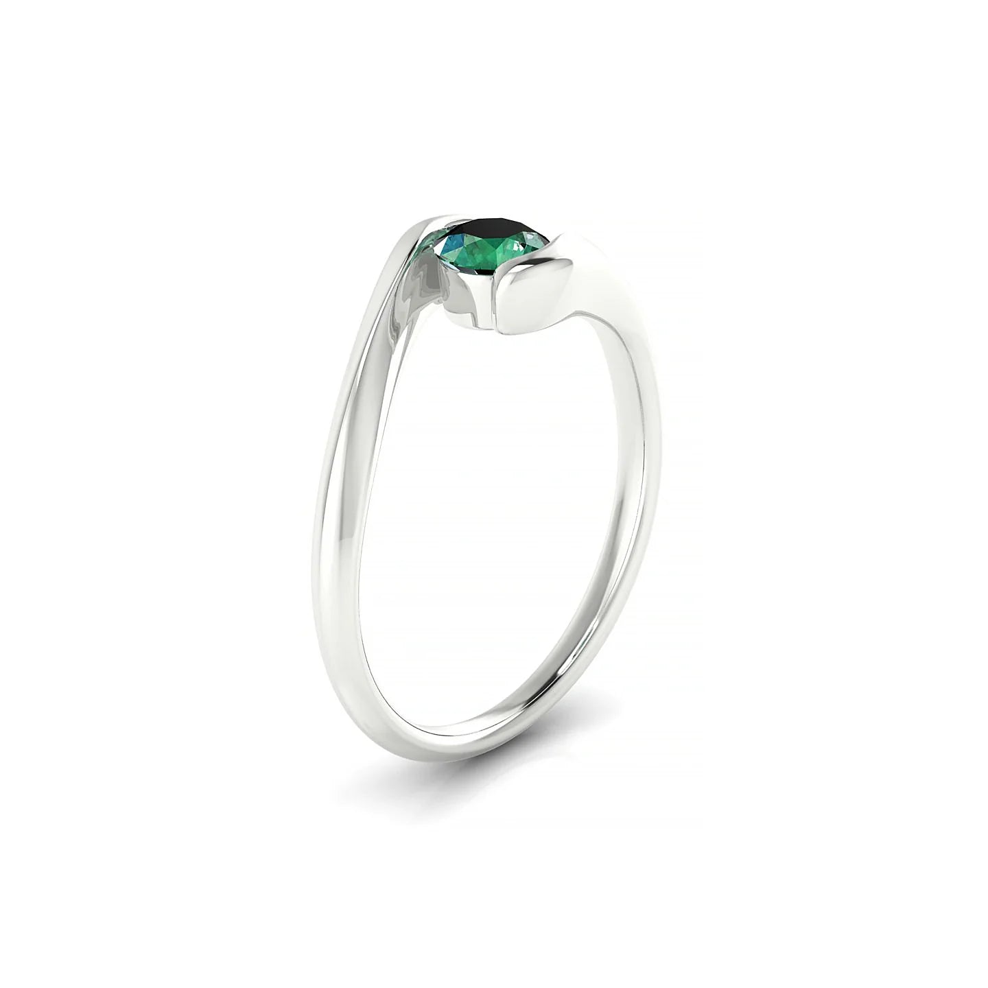 Embrace | 18k White Gold 4.5 mm Round Emerald Ring