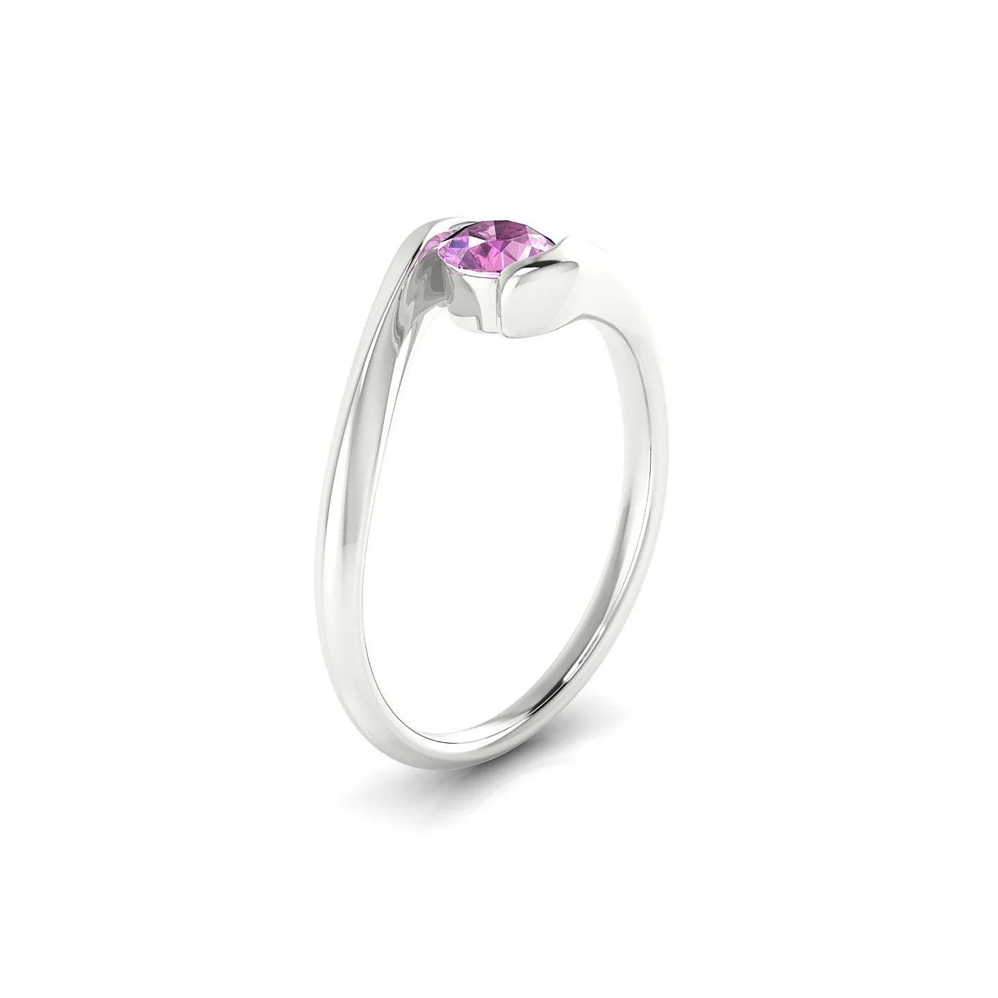 Embrace | 18k White Gold 4.5 mm Round Pink Sapphire Ring