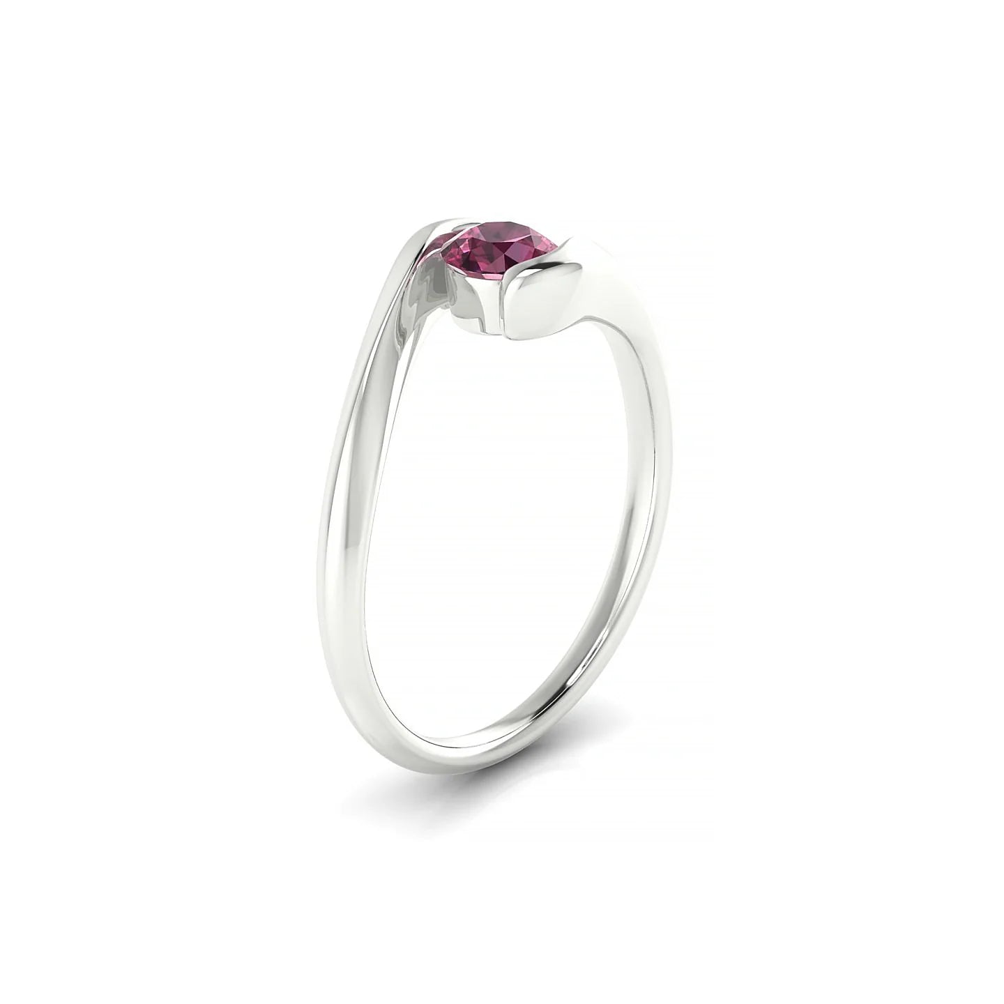 Embrace | 18k White Gold 4.5 mm Round Rhodolite Ring