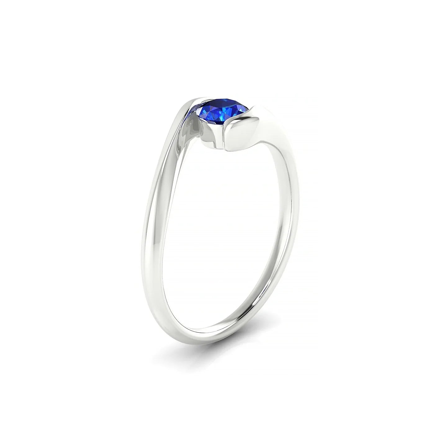 Embrace | 18k White Gold 4.5 mm Round Sapphire Ring