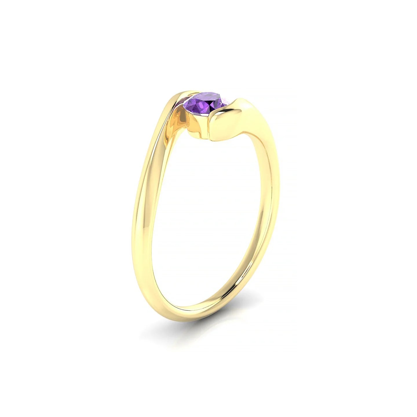 Embrace | 18k Yellow Gold 4.5 mm Round Amethyst Ring