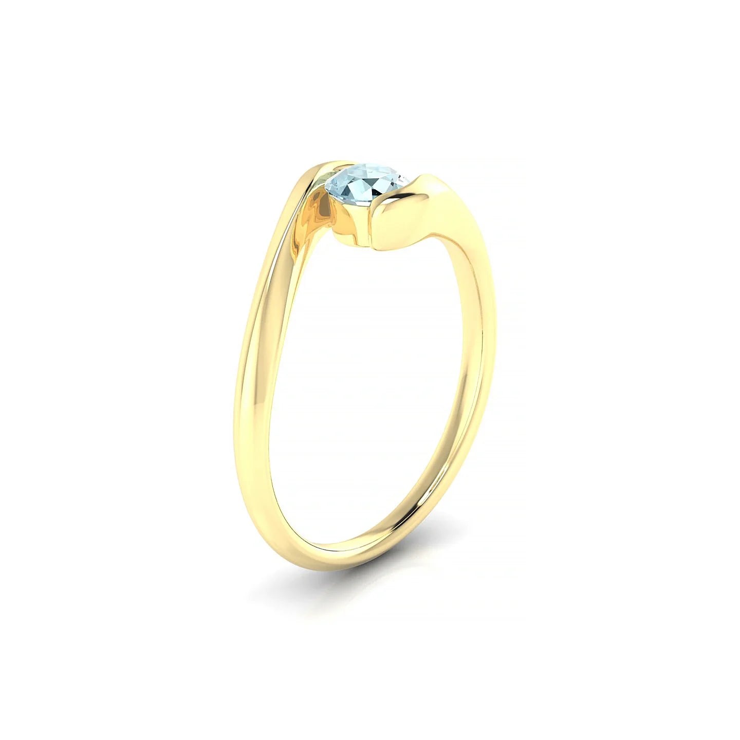 Embrace | 18k Yellow Gold 4.5 mm Round Aquamarine Ring