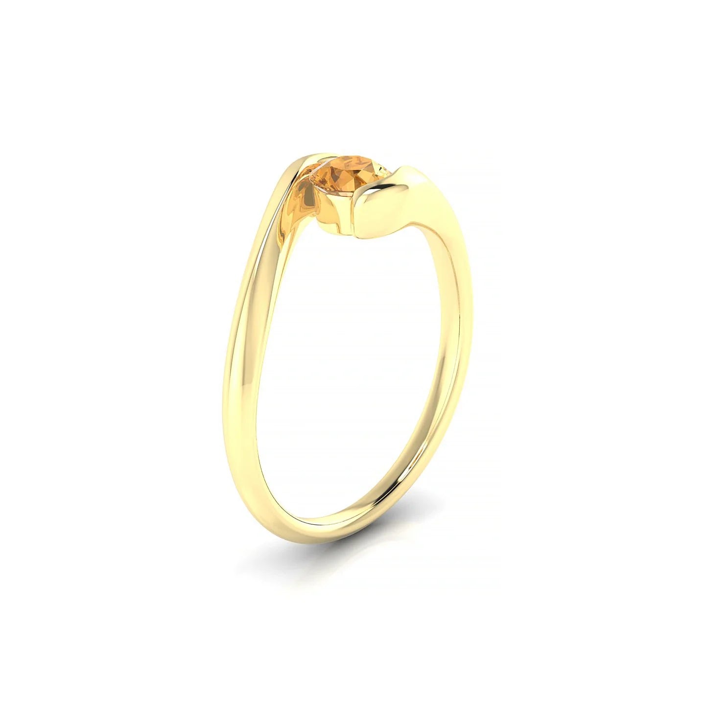 Embrace | 18k Yellow Gold 4.5 mm Round Citrine Ring