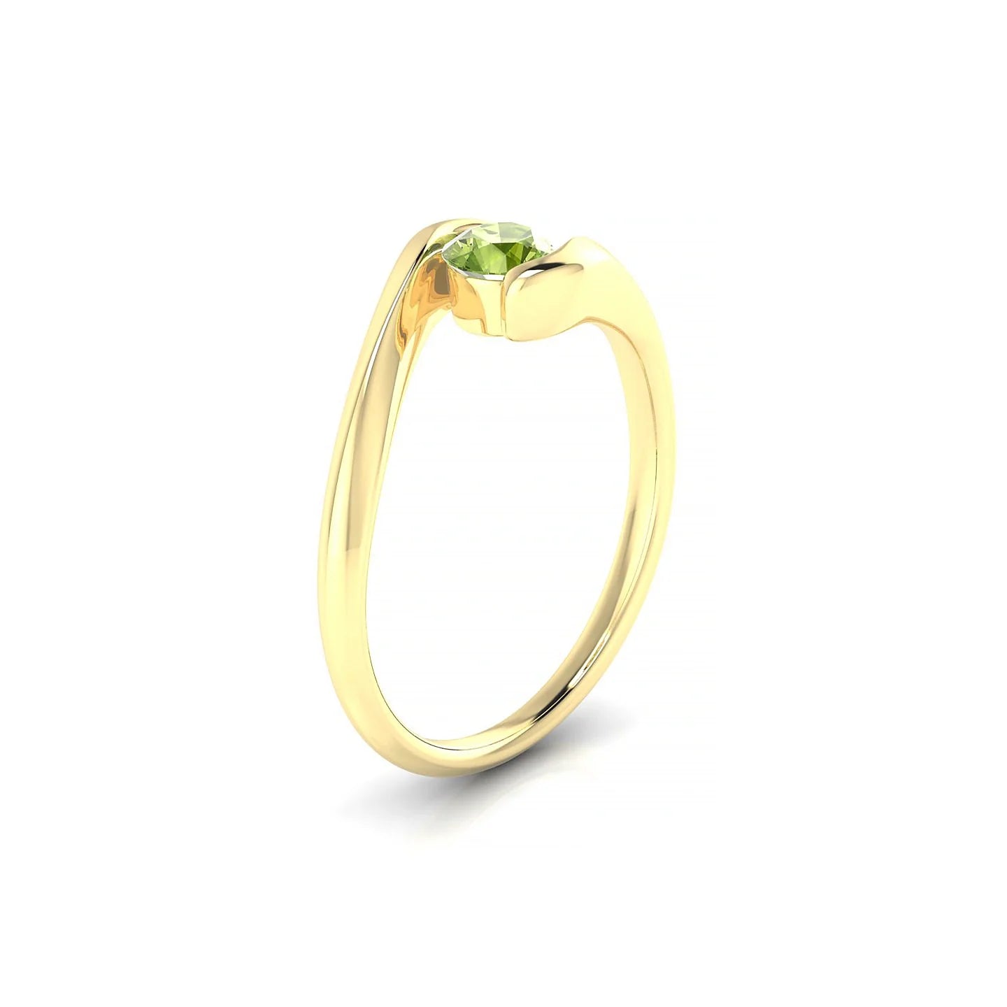 Embrace | 18k Yellow Gold 4.5 mm Round Peridot Ring