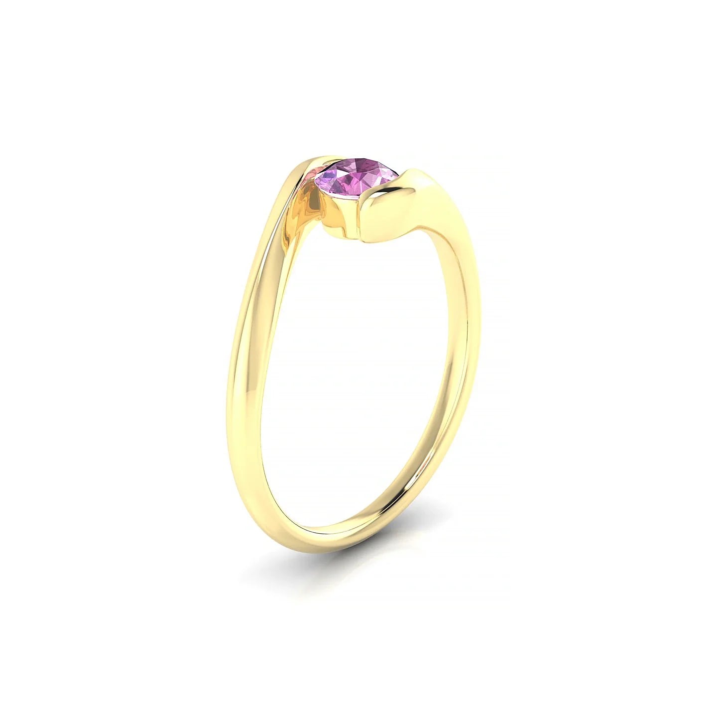 Embrace | 18k Yellow Gold 4.5 mm Round Pink Sapphire Ring