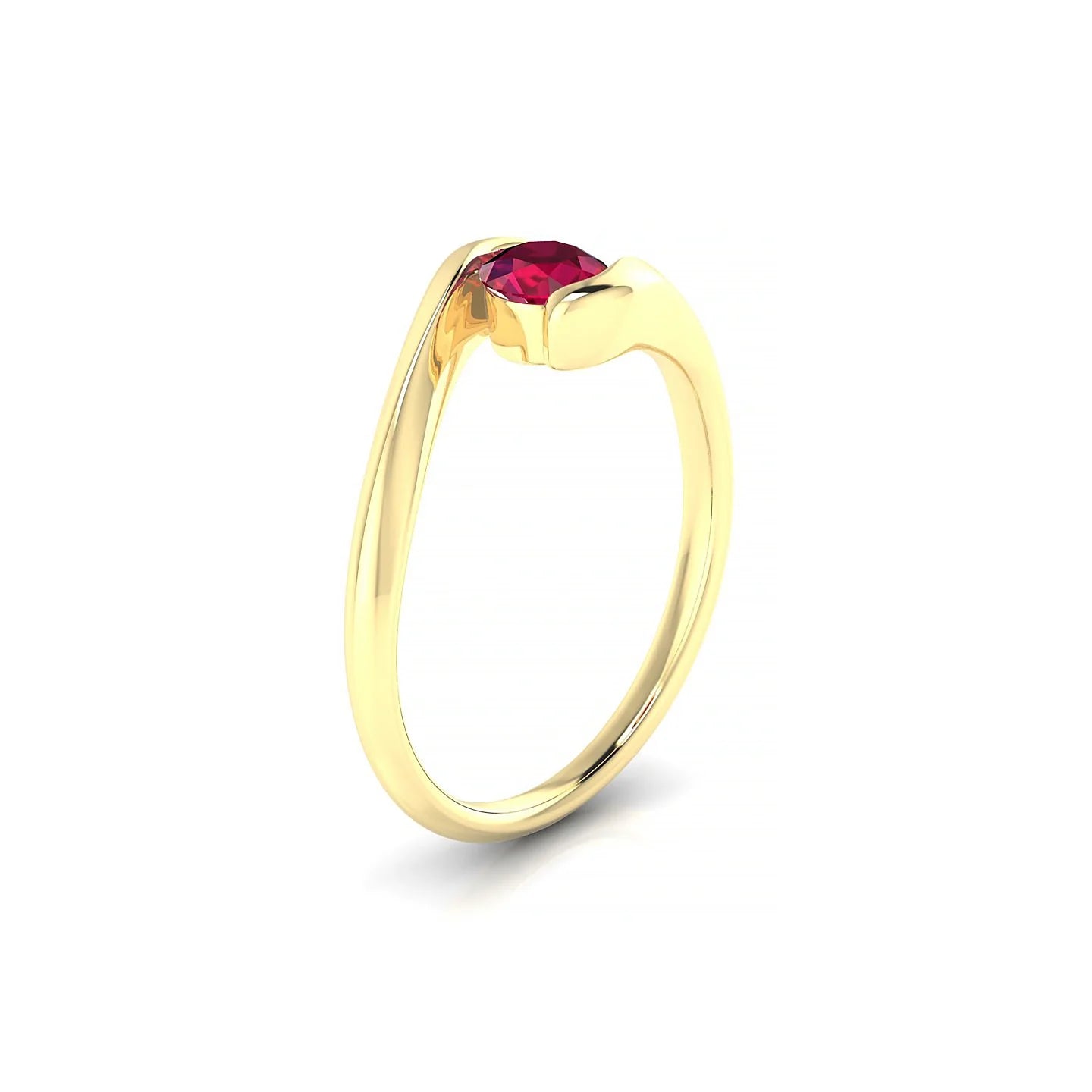 Embrace | 18k Yellow Gold 4.5 mm Round Ruby Ring