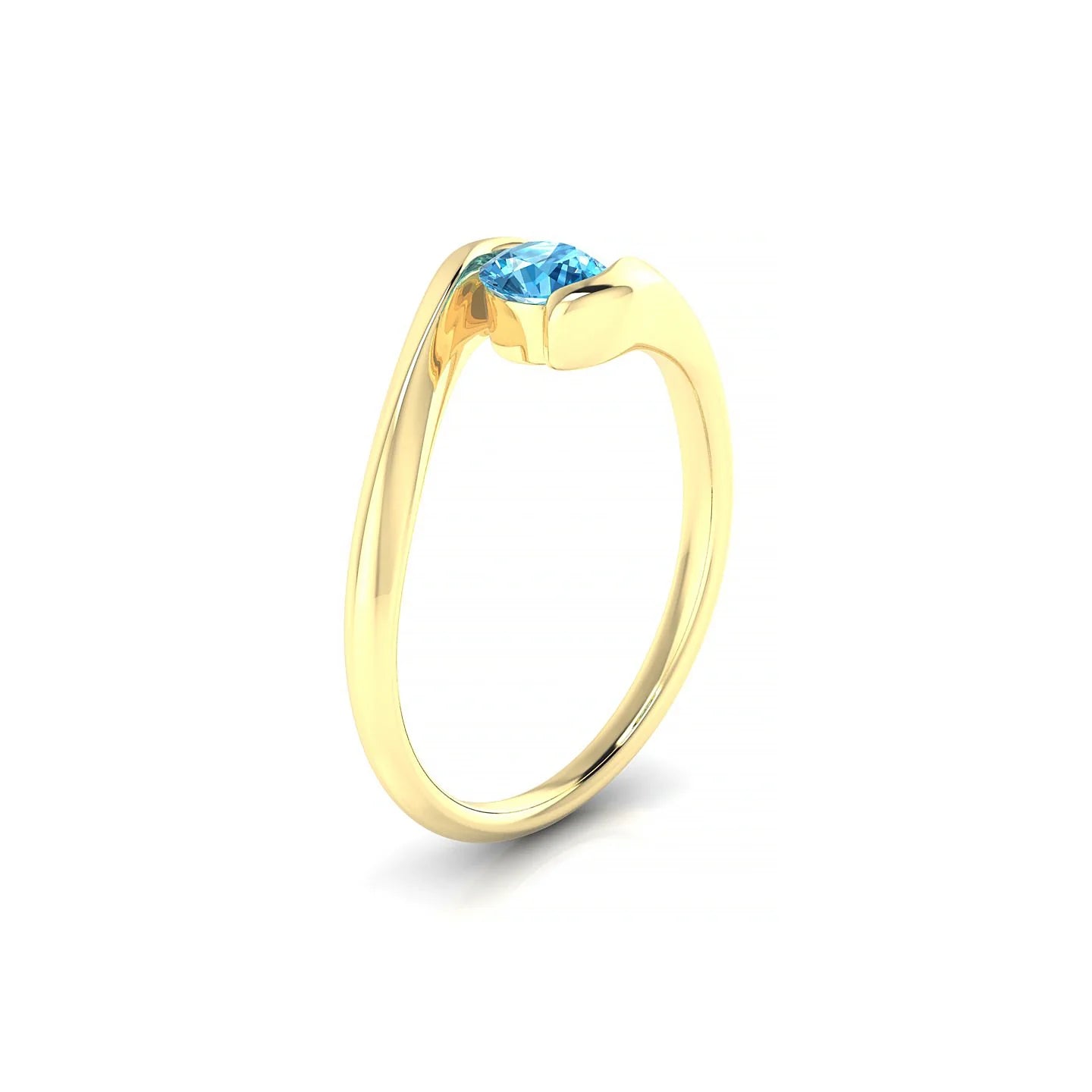 Embrace | 18k Yellow Gold 4.5 mm Round Topaz Ring