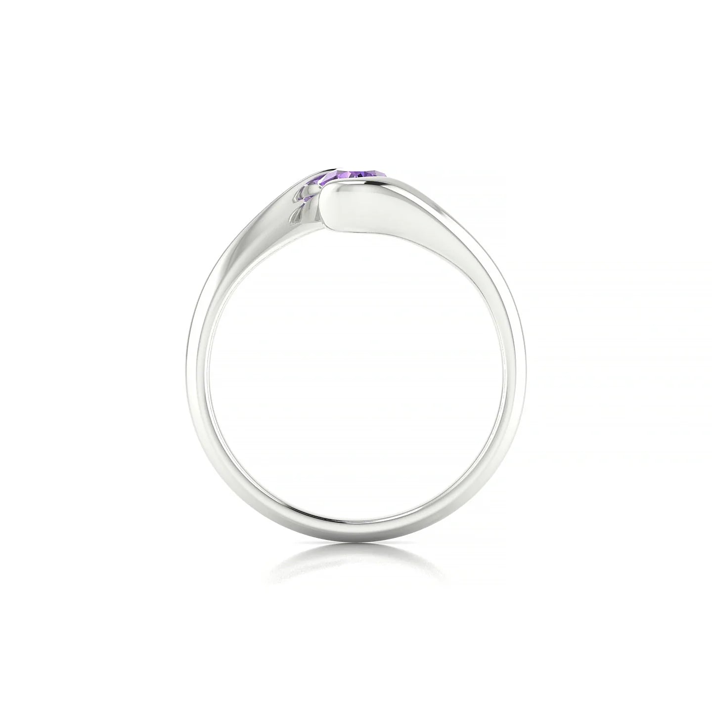 Embrace | 18k White Gold 4.5 mm Round Amethyst Ring