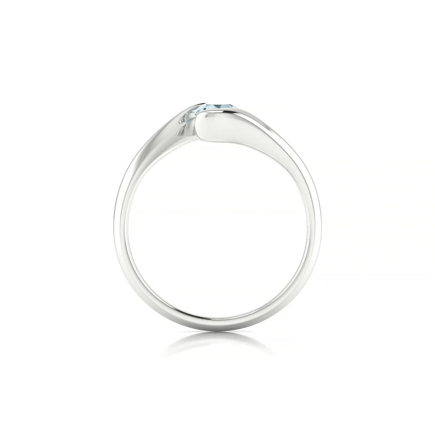 Embrace | 18k White Gold 4.5 mm Round Aquamarine Ring
