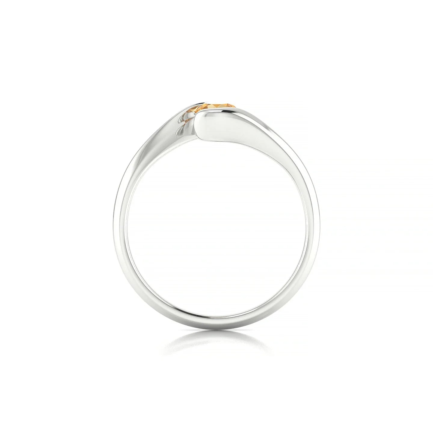 Embrace | 18k White Gold 4.5 mm Round Citrine Ring