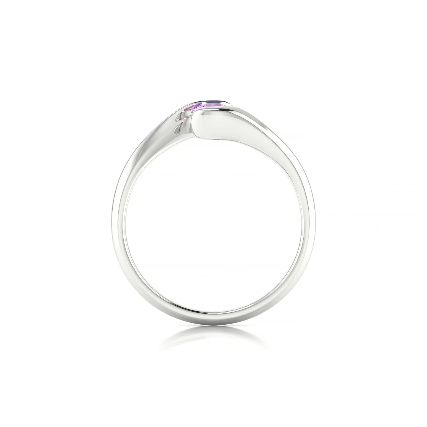 Embrace | 18k White Gold 4.5 mm Round Pink Sapphire Ring