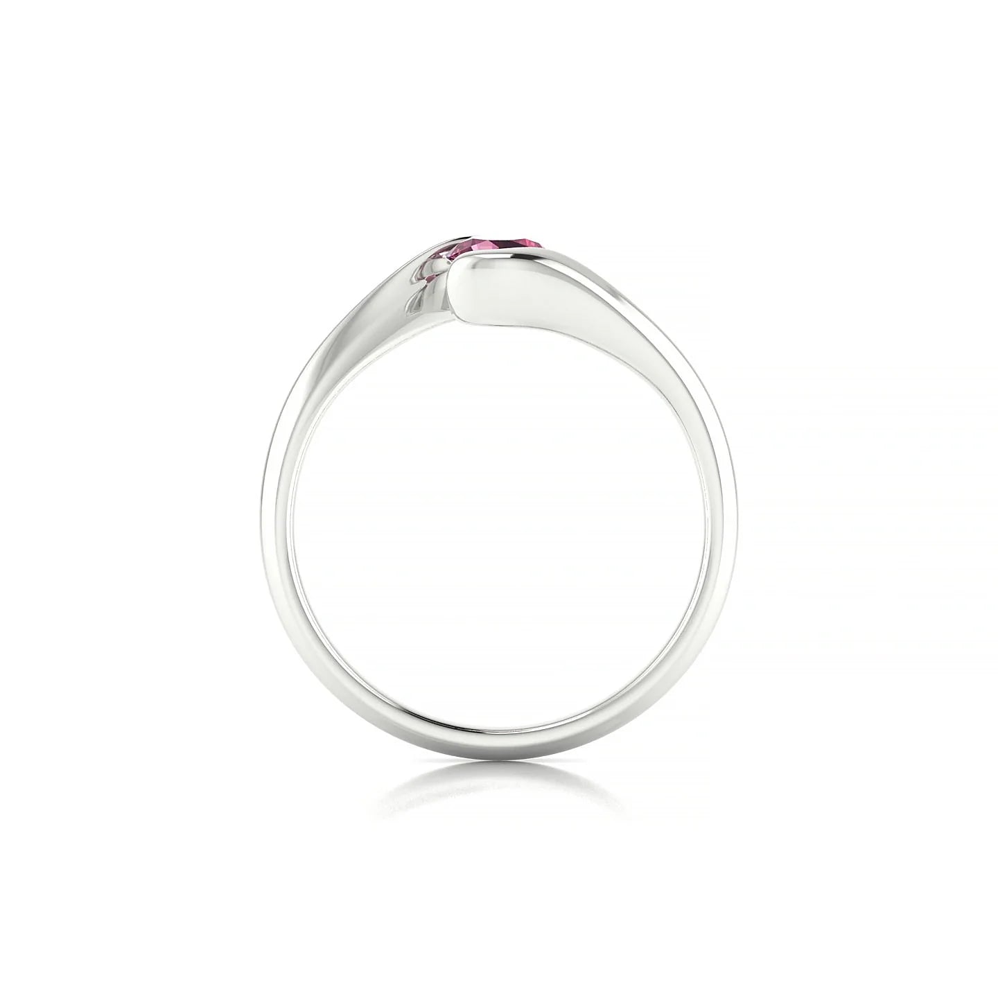 Embrace | 18k White Gold 4.5 mm Round Rhodolite Ring