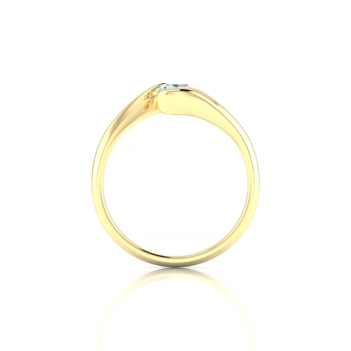 Embrace | 18k Yellow Gold 4.5 mm Round Aquamarine Ring