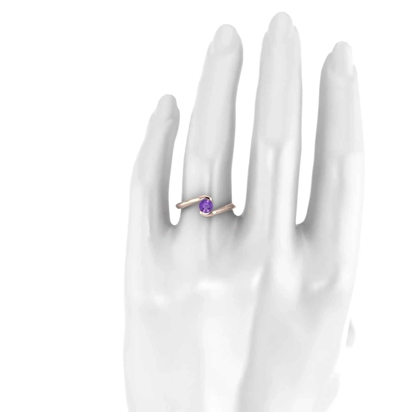 Embrace | 18k Rose Gold 4.5 mm Round Amethyst Ring
