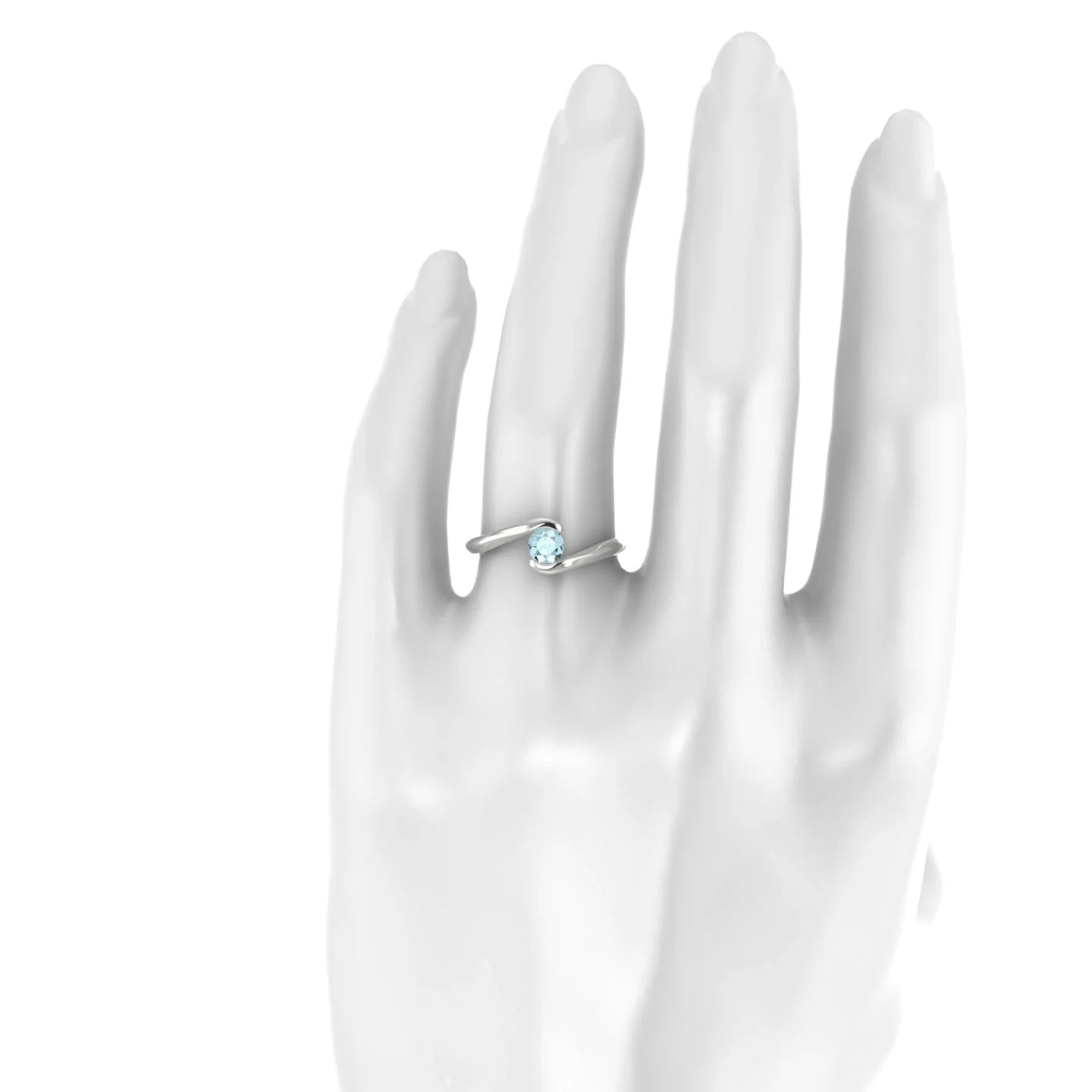 Embrace | 18k White Gold 4.5 mm Round Aquamarine Ring