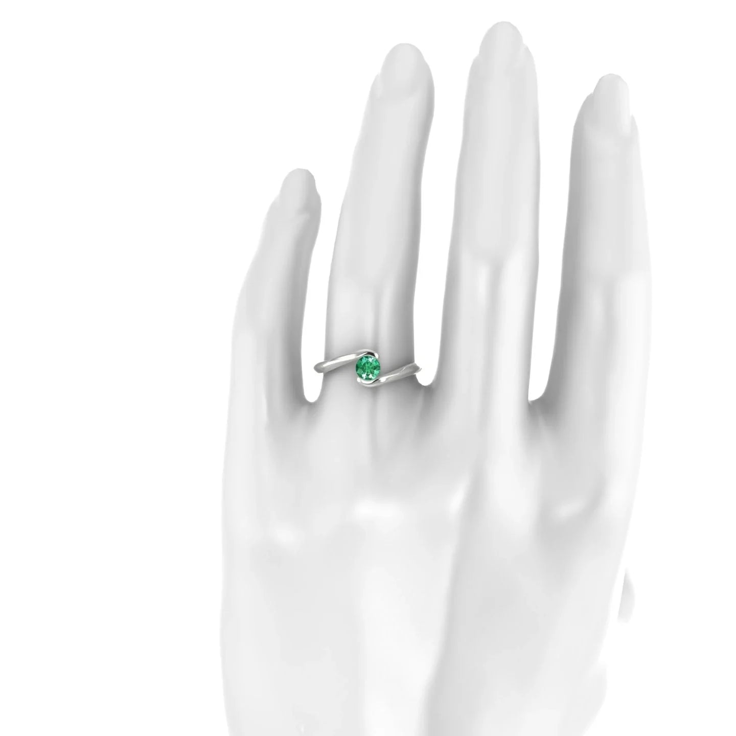 Embrace | 18k White Gold 4.5 mm Round Emerald Ring